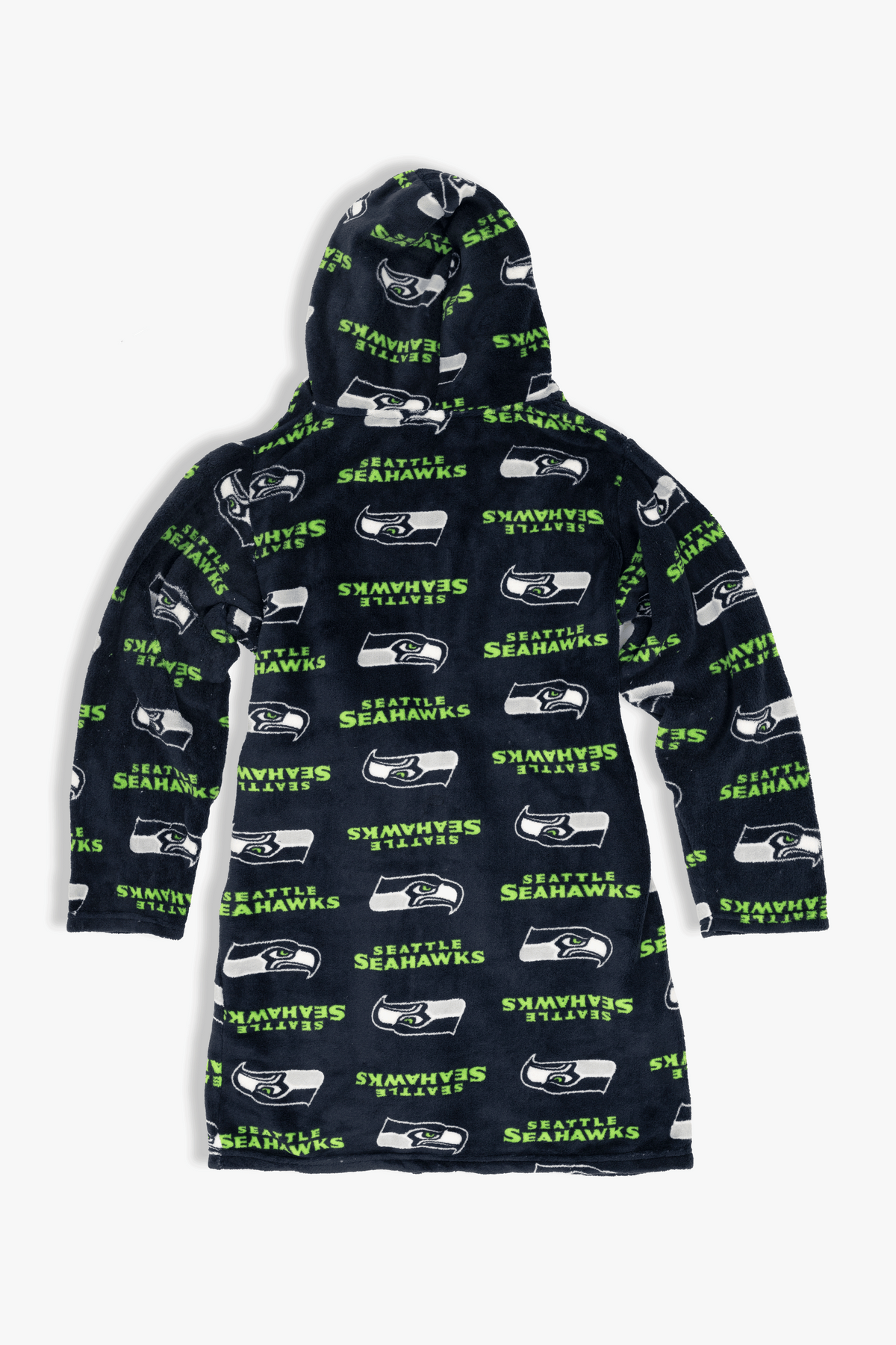 Seattle Seahawks Youth Fleece Robe, Hooded NFL Kids Bathrobe with Tie Belt and Pockets, Children's Sizes