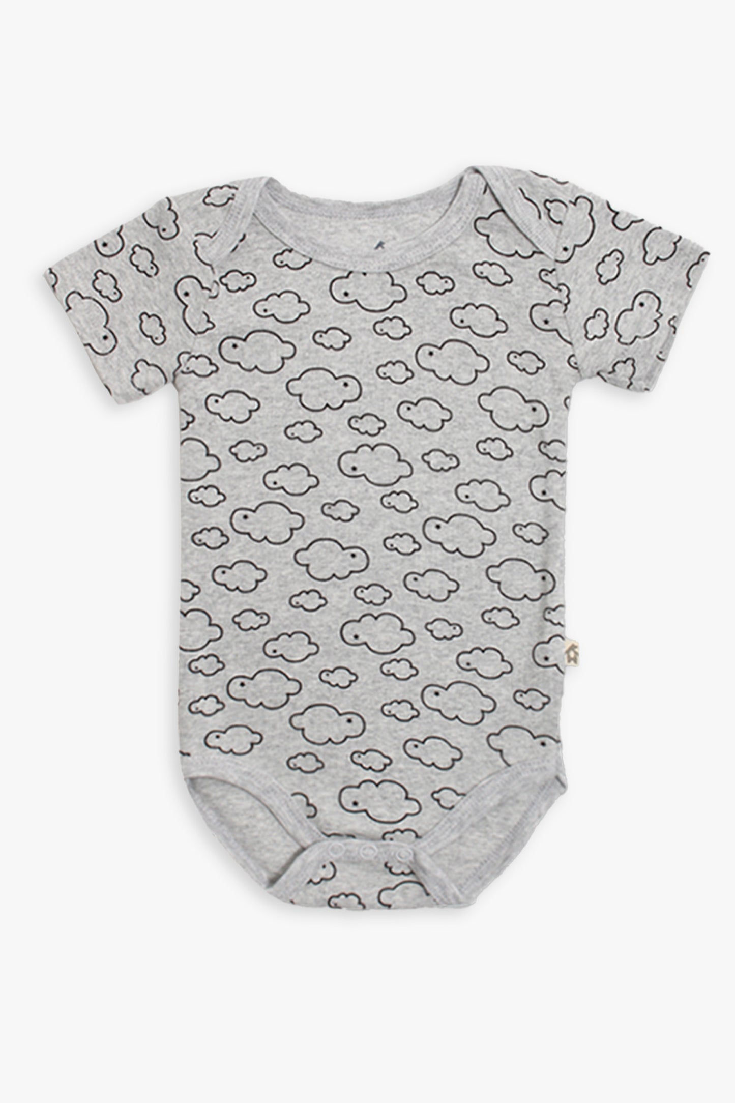 Snugabye Black & White Grey Cloud Short Sleeve Bodysuit