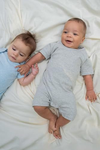 100% Organic French Terry Cotton Baby 2-Pack Short-Sleeve Romper
