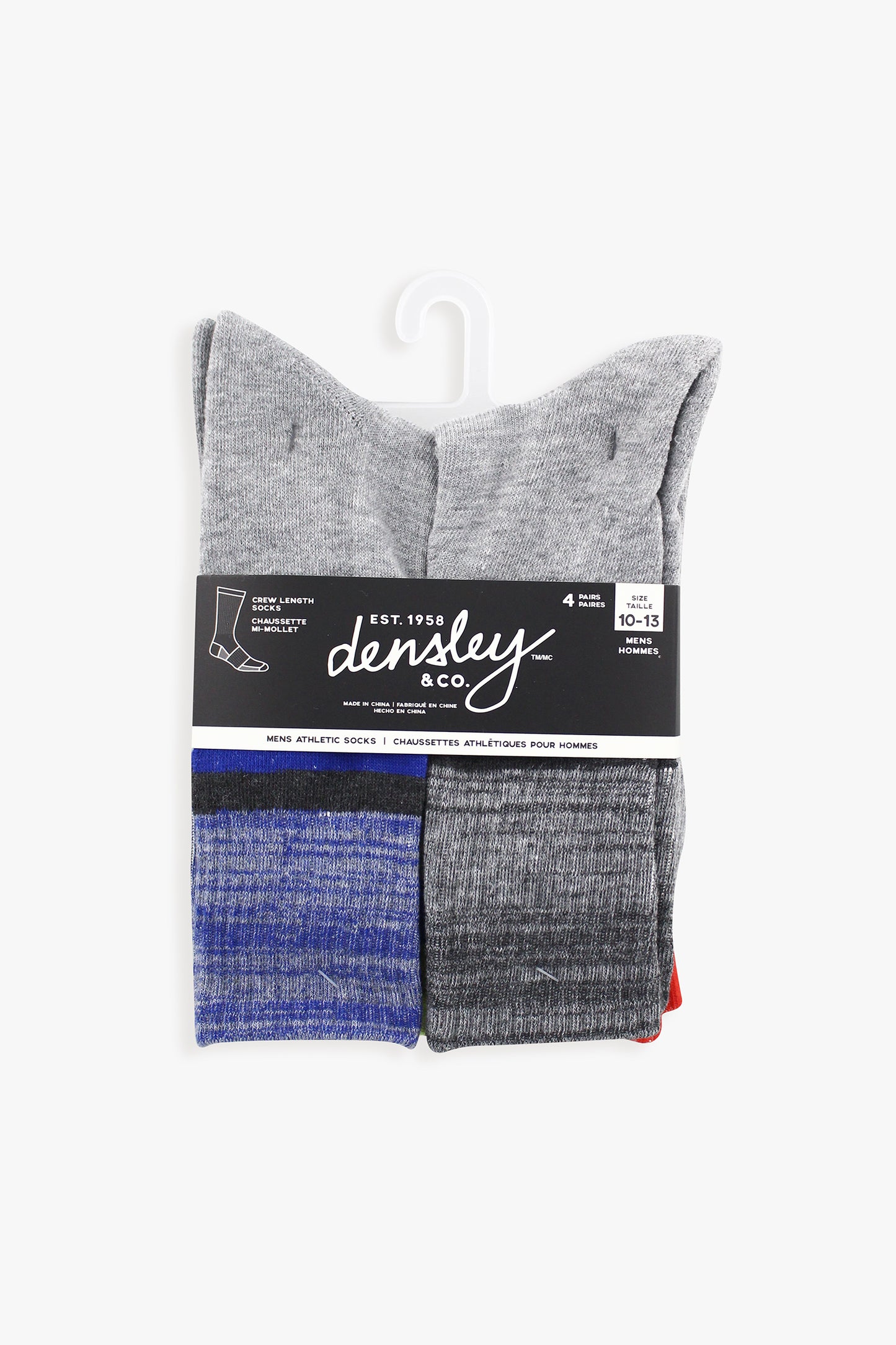 Mens Grey 4-Pack Athletic Crew Socks