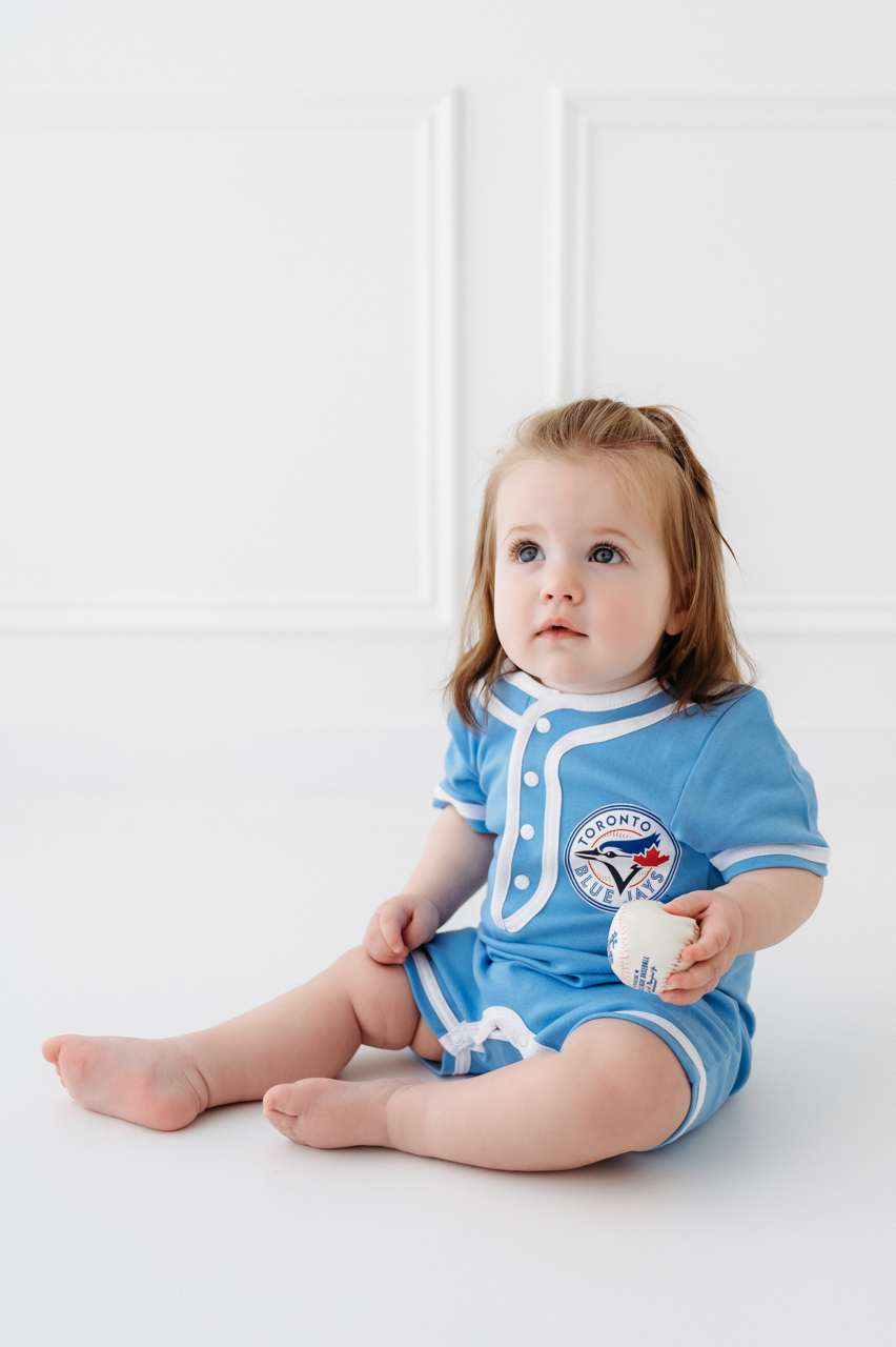 Customizable MLB Toronto Blue Jays Baby Powder Blue Romper