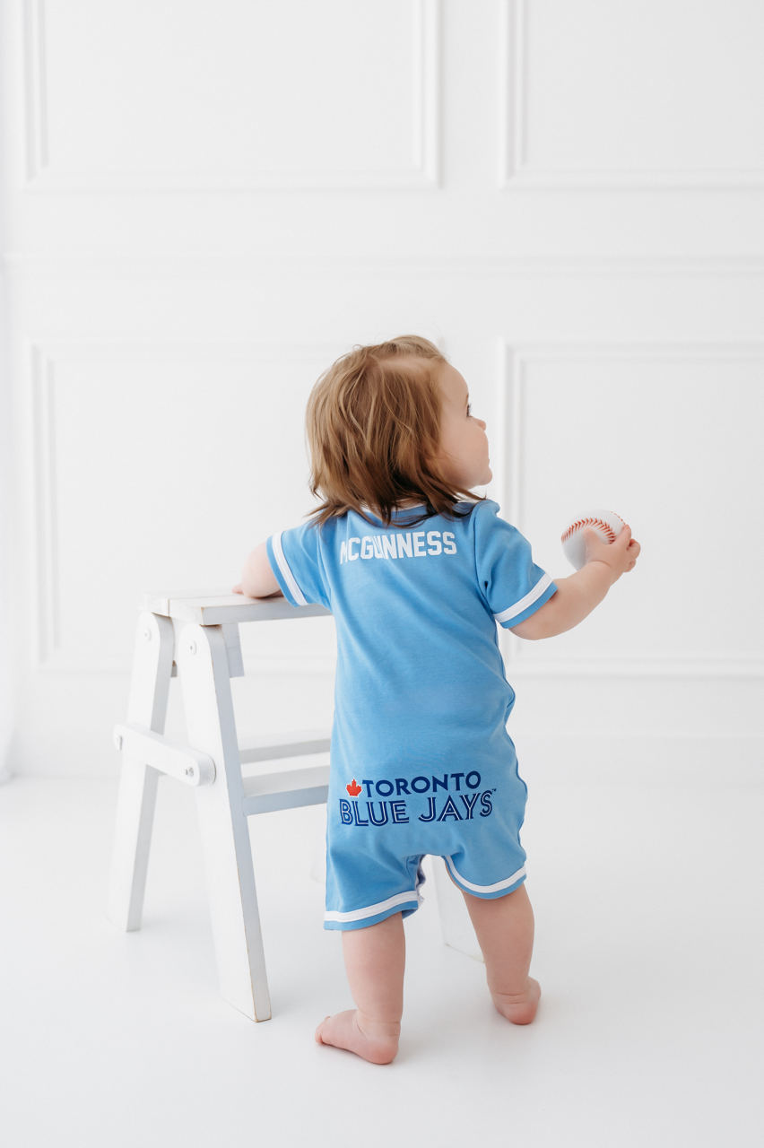 Customizable MLB Toronto Blue Jays Baby Powder Blue Romper
