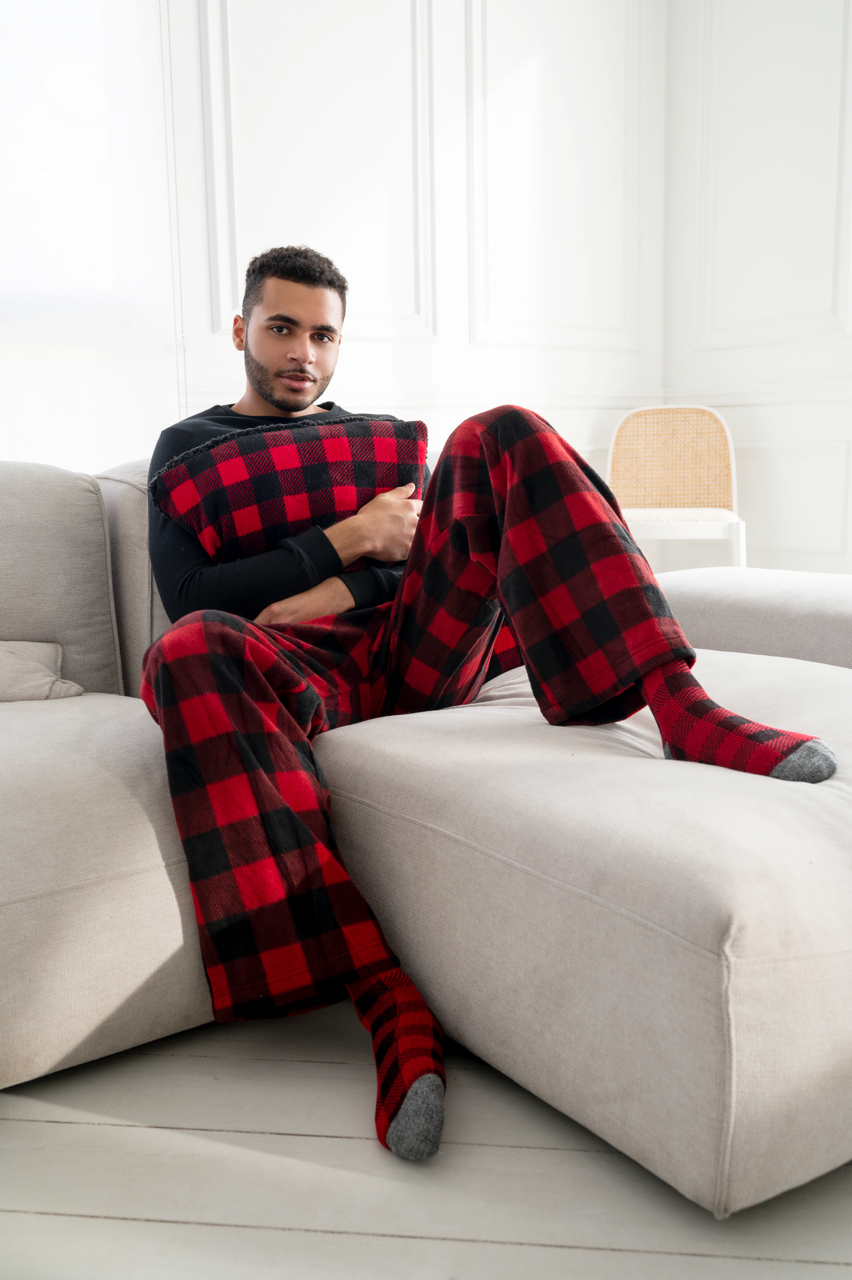 Great Northern Men's Buffalo Plaid Polar Fleece Lounge Pant