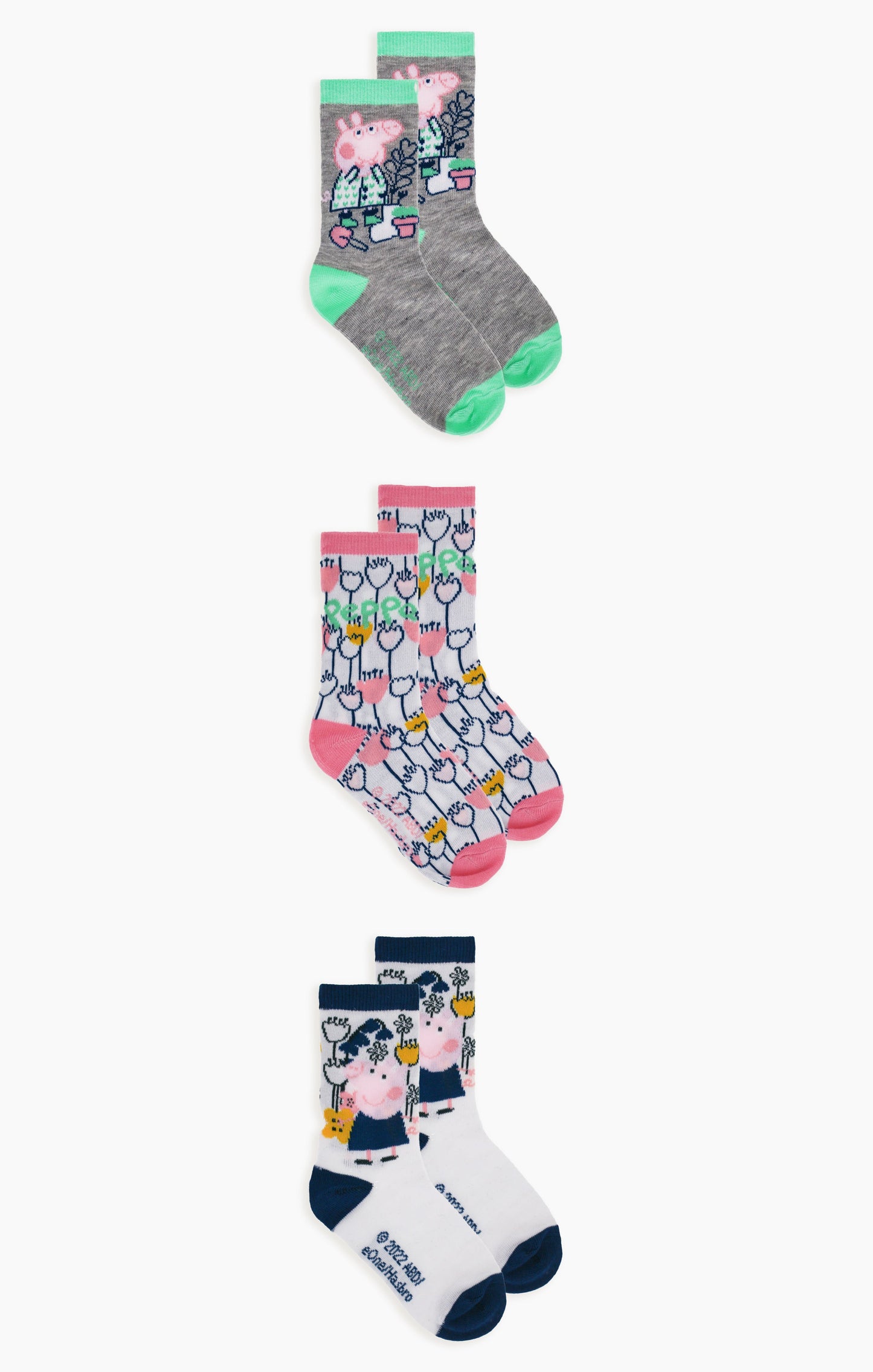 Gertex Peppa Pig Youth Girls 3-Pack Crew Socks