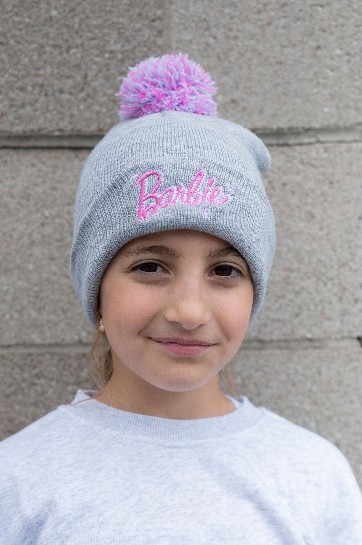 Gertex Barbie Youth Girls Rib Winter Pom-pom Toque