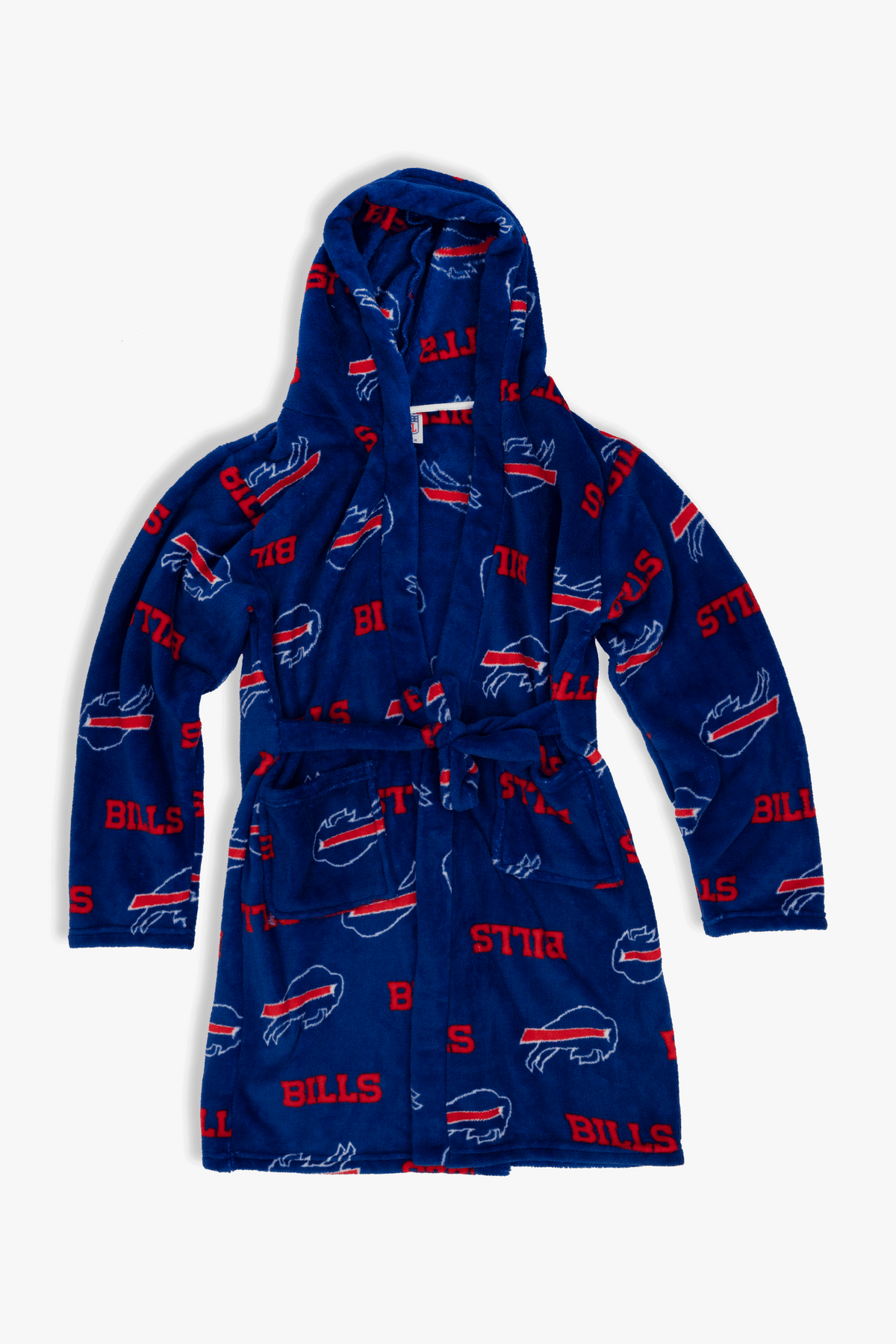 Buffalo Bills Youth Fleece Robe, Hooded NFL Kids Bathrobe with Tie Belt and Pockets, Children's Sizes