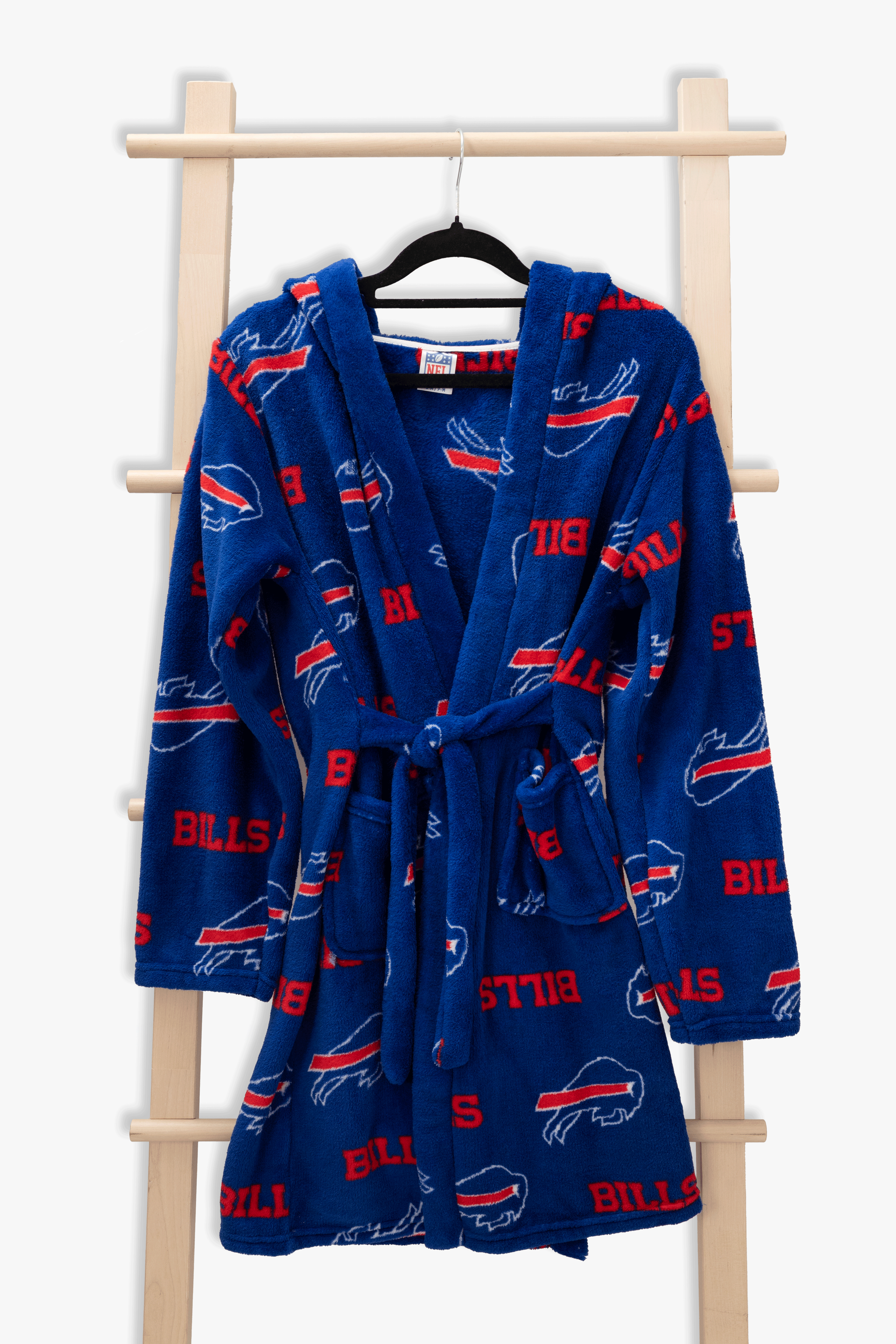 Buffalo Bills Youth Fleece Robe, Hooded NFL Kids Bathrobe with Tie Belt and Pockets, Children's Sizes