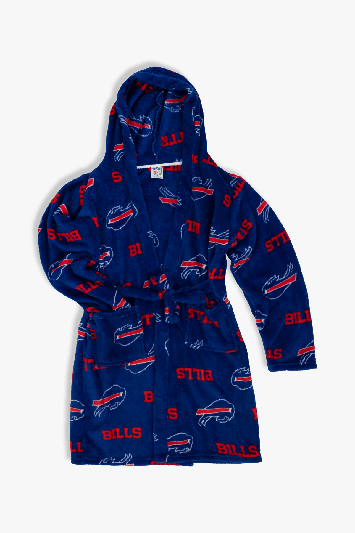 Buffalo Bills Youth Fleece Robe, Hooded NFL Kids Bathrobe with Tie Belt and Pockets, Children's Sizes