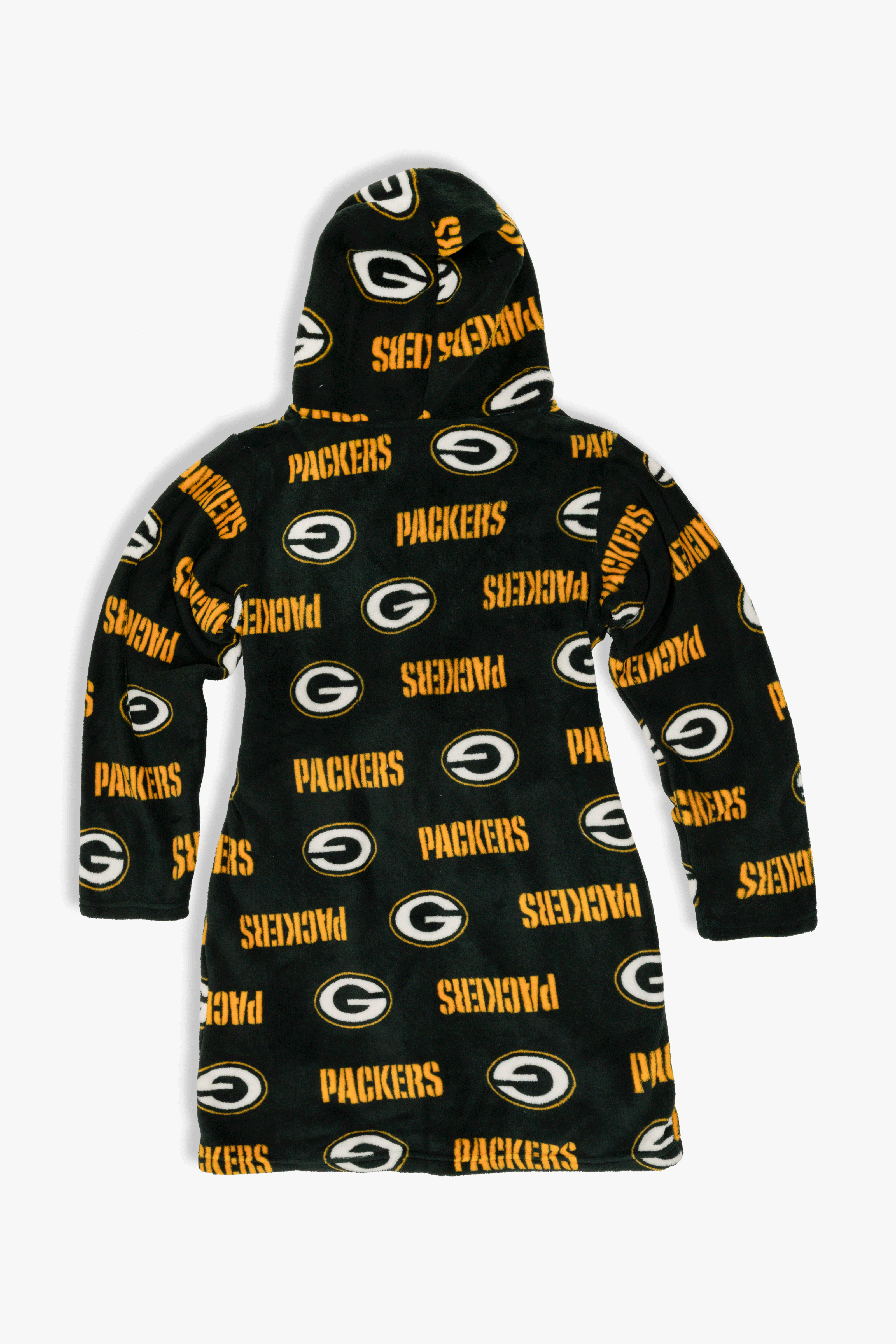 Green Bay Packers Youth Fleece Robe, Hooded NFL Kids Bathrobe with Tie Belt and Pockets, Children's Sizes