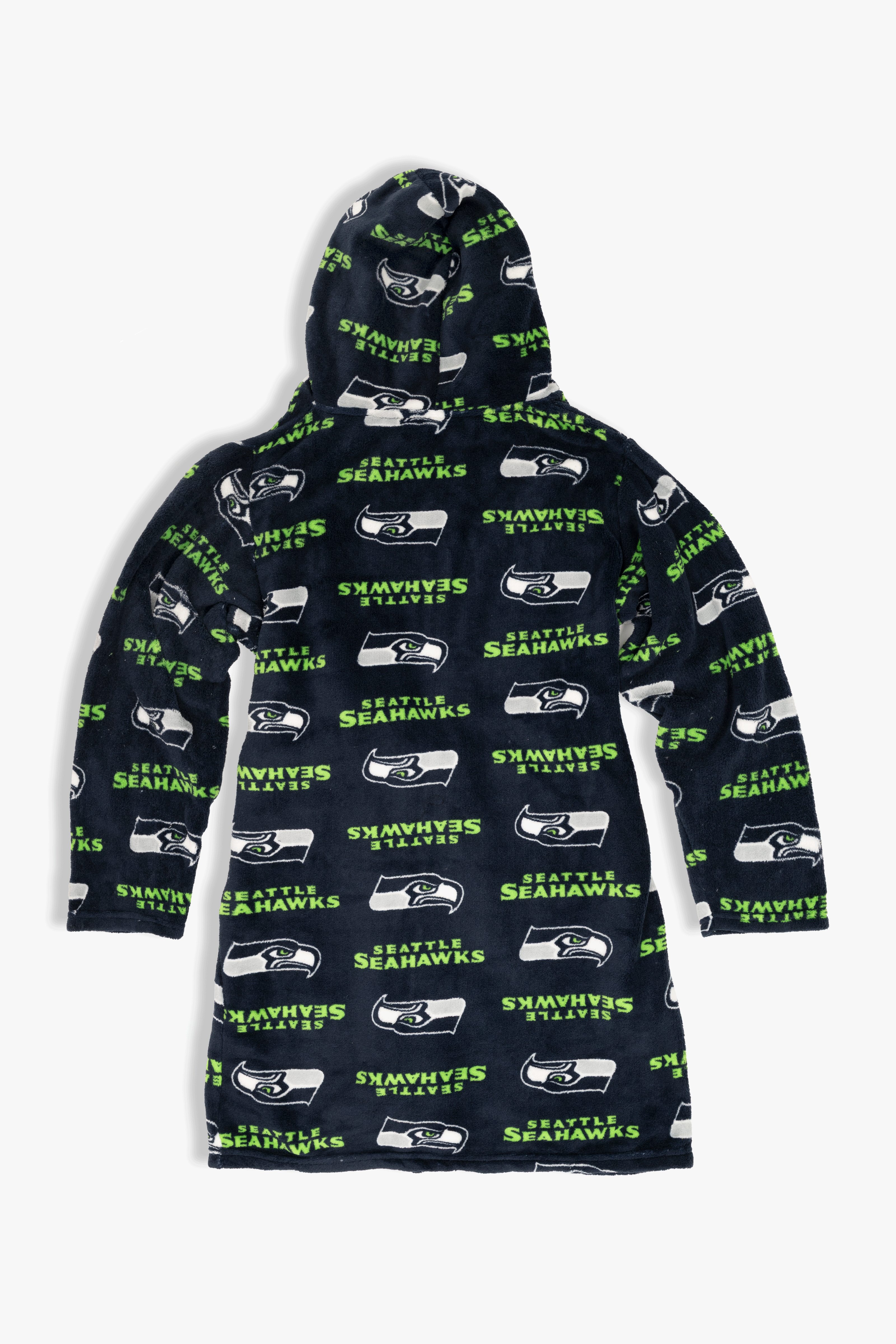 Seattle Seahawks Youth Fleece Robe, Hooded NFL Kids Bathrobe with Tie Belt and Pockets, Children's Sizes