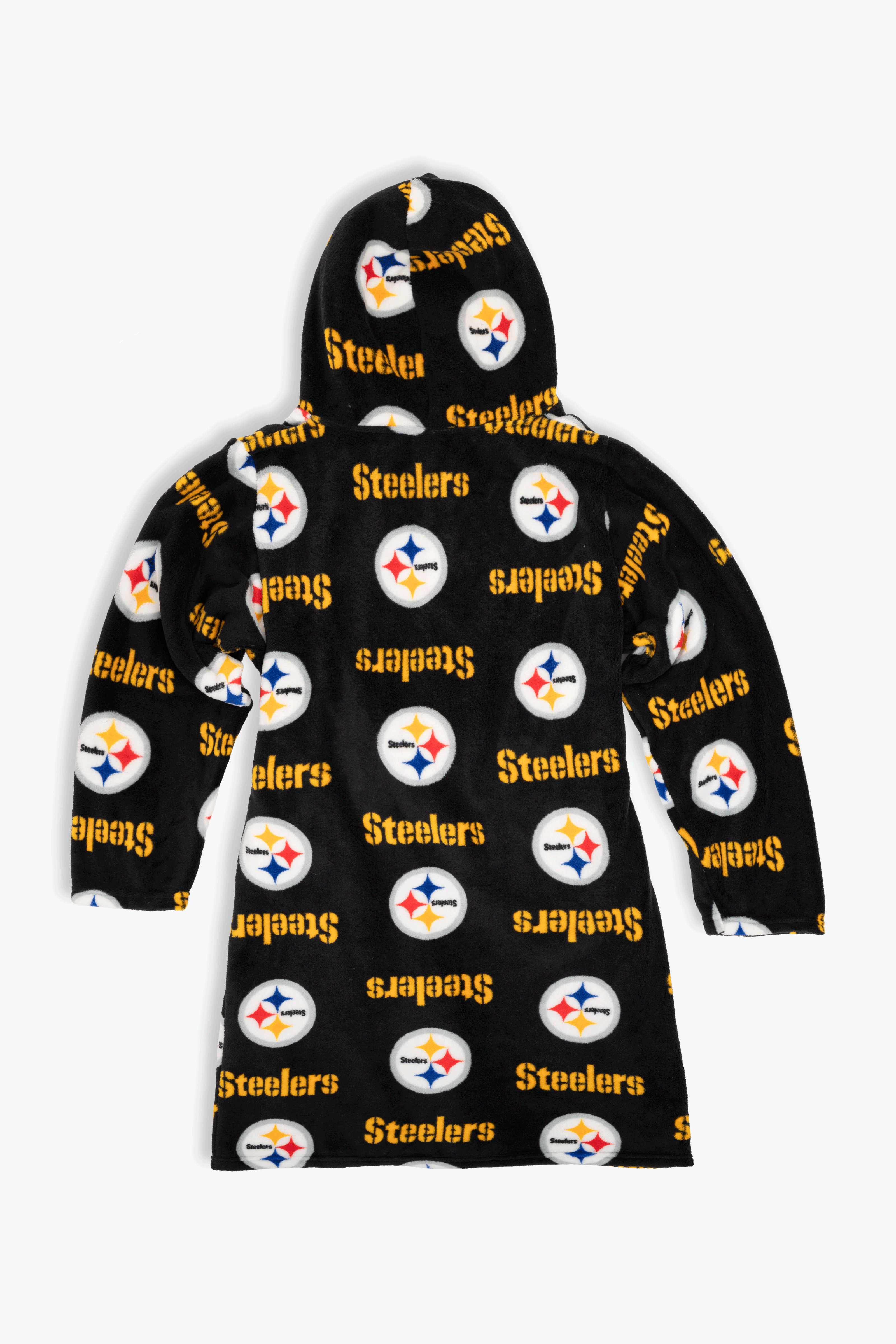 Pittsburgh Steelers Youth Fleece Robe, Hooded NFL Kids Bathrobe with Tie Belt and Pockets, Children's Sizes