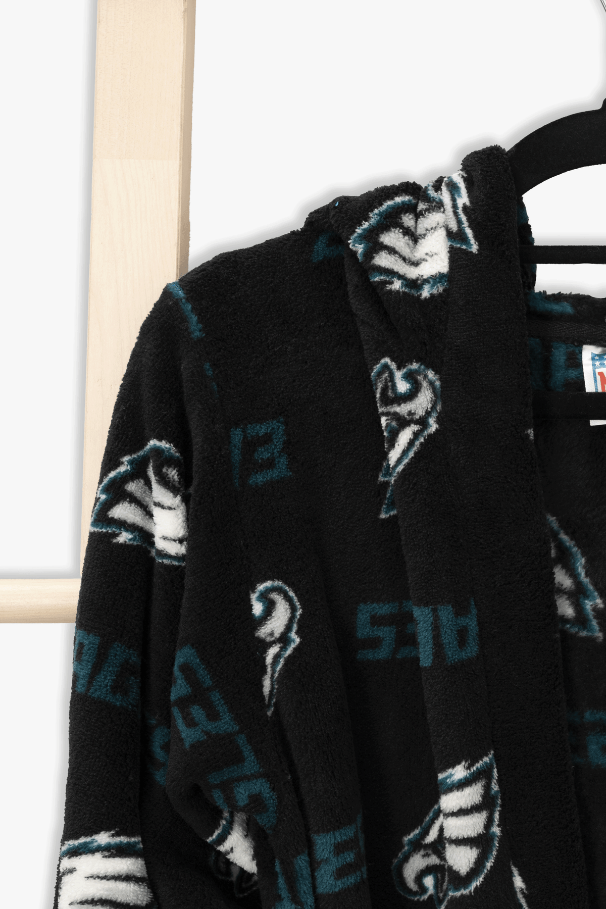 Philadelphia Eagles Youth Fleece Robe, Hooded NFL Kids Bathrobe with Tie Belt and Pockets, Children's Sizes