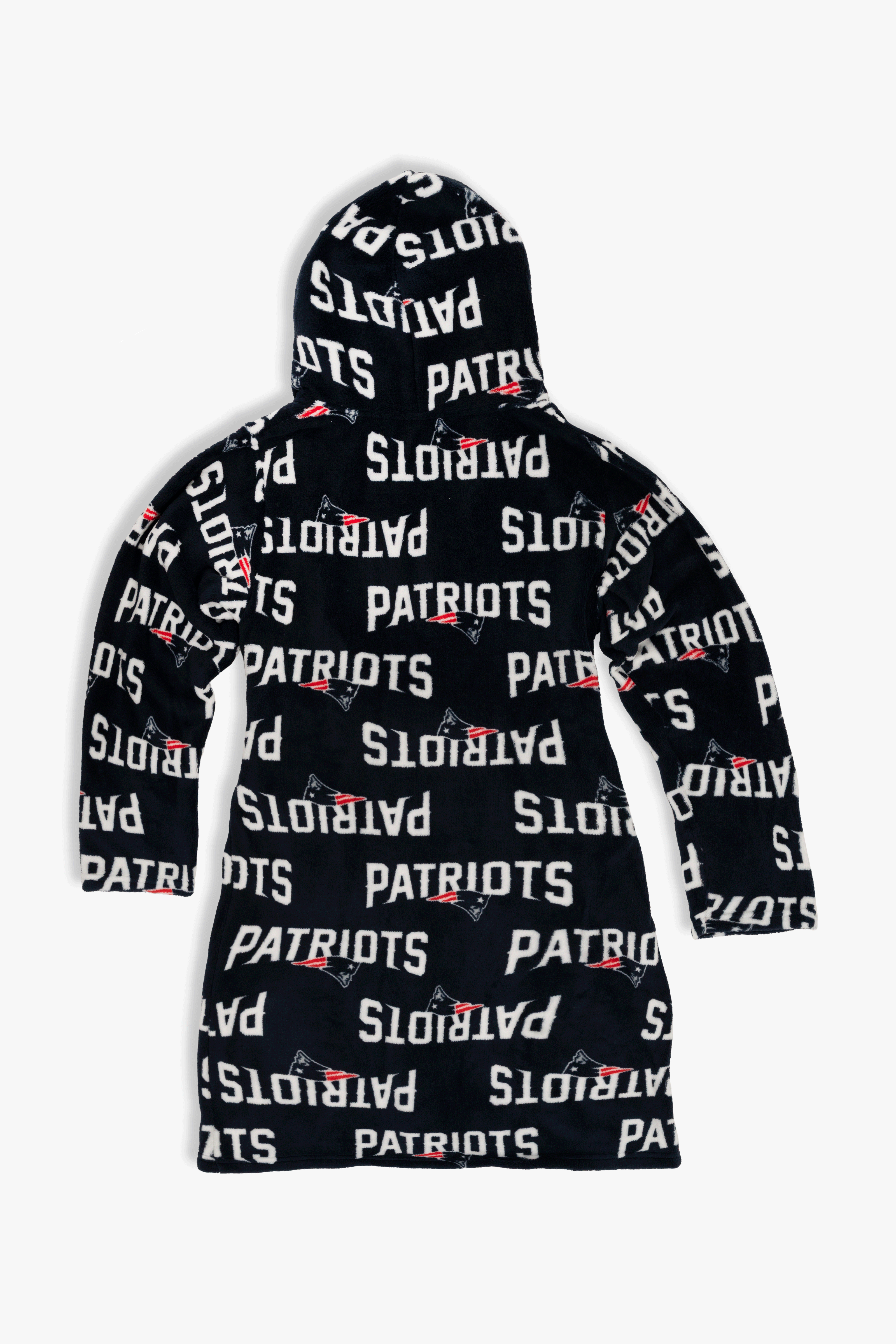 New England Patriots Youth Fleece Robe, Hooded NFL Kids Bathrobe with Tie Belt and Pockets, Children's Sizes