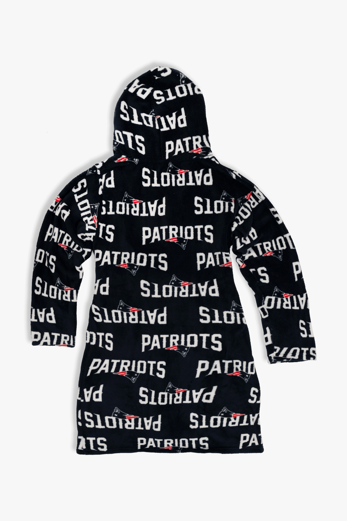 New England Patriots Youth Fleece Robe, Hooded NFL Kids Bathrobe with Tie Belt and Pockets, Children's Sizes