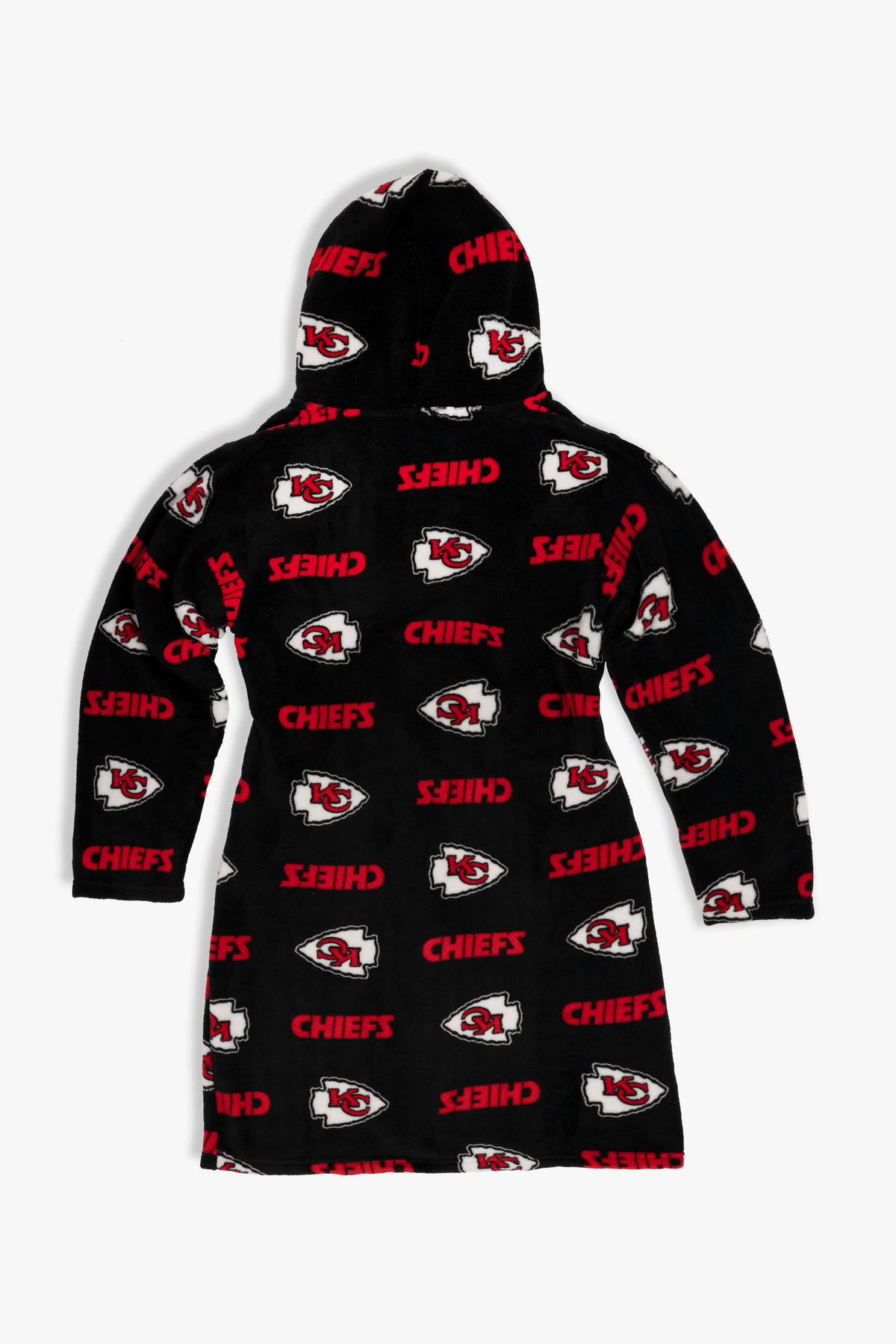 Kansas City Chiefs Youth Fleece Robe, Hooded NFL Kids Bathrobe with Tie Belt and Pockets, Children's Sizes