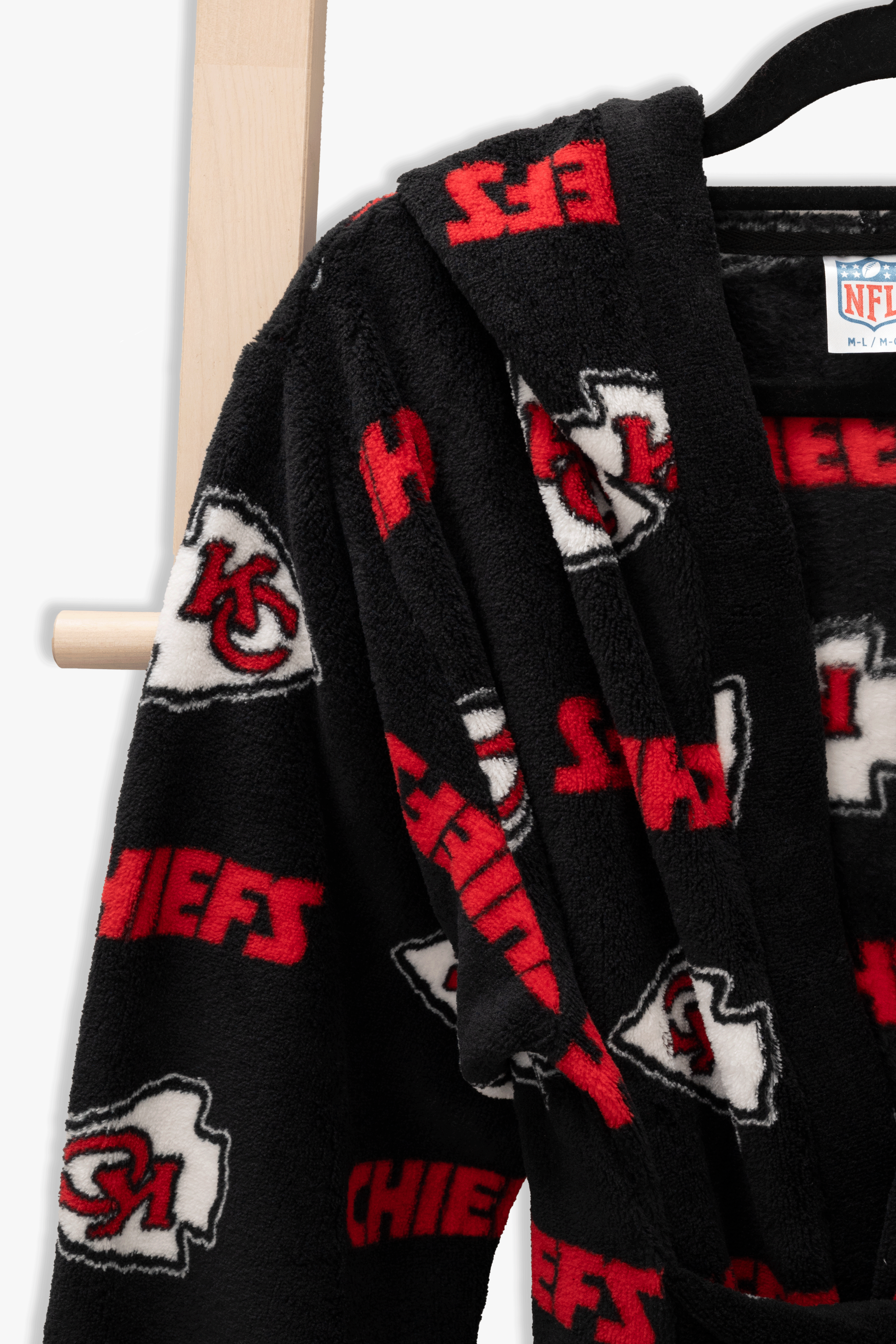 Kansas City Chiefs Youth Fleece Robe, Hooded NFL Kids Bathrobe with Tie Belt and Pockets, Children's Sizes