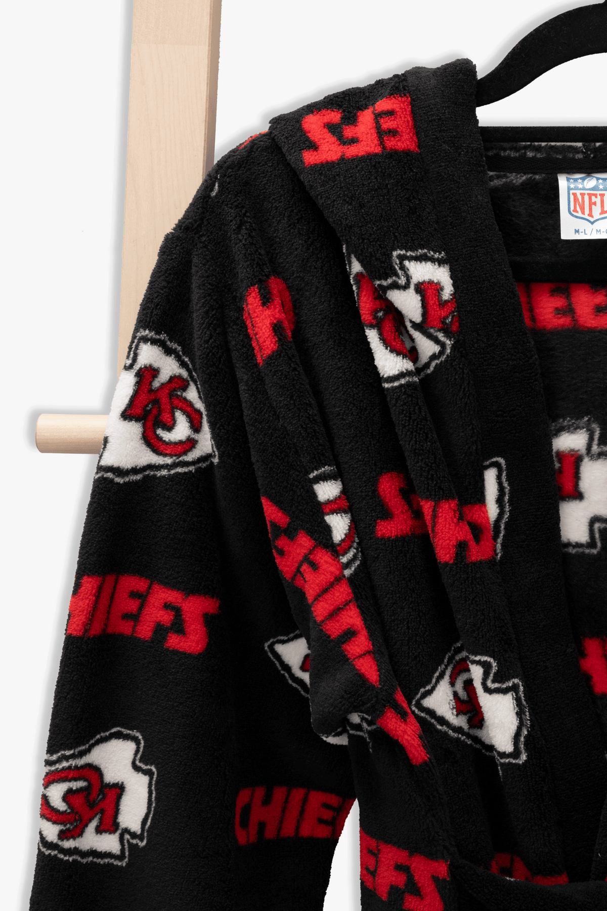 Kansas City Chiefs Youth Fleece Robe, Hooded NFL Kids Bathrobe with Tie Belt and Pockets, Children's Sizes