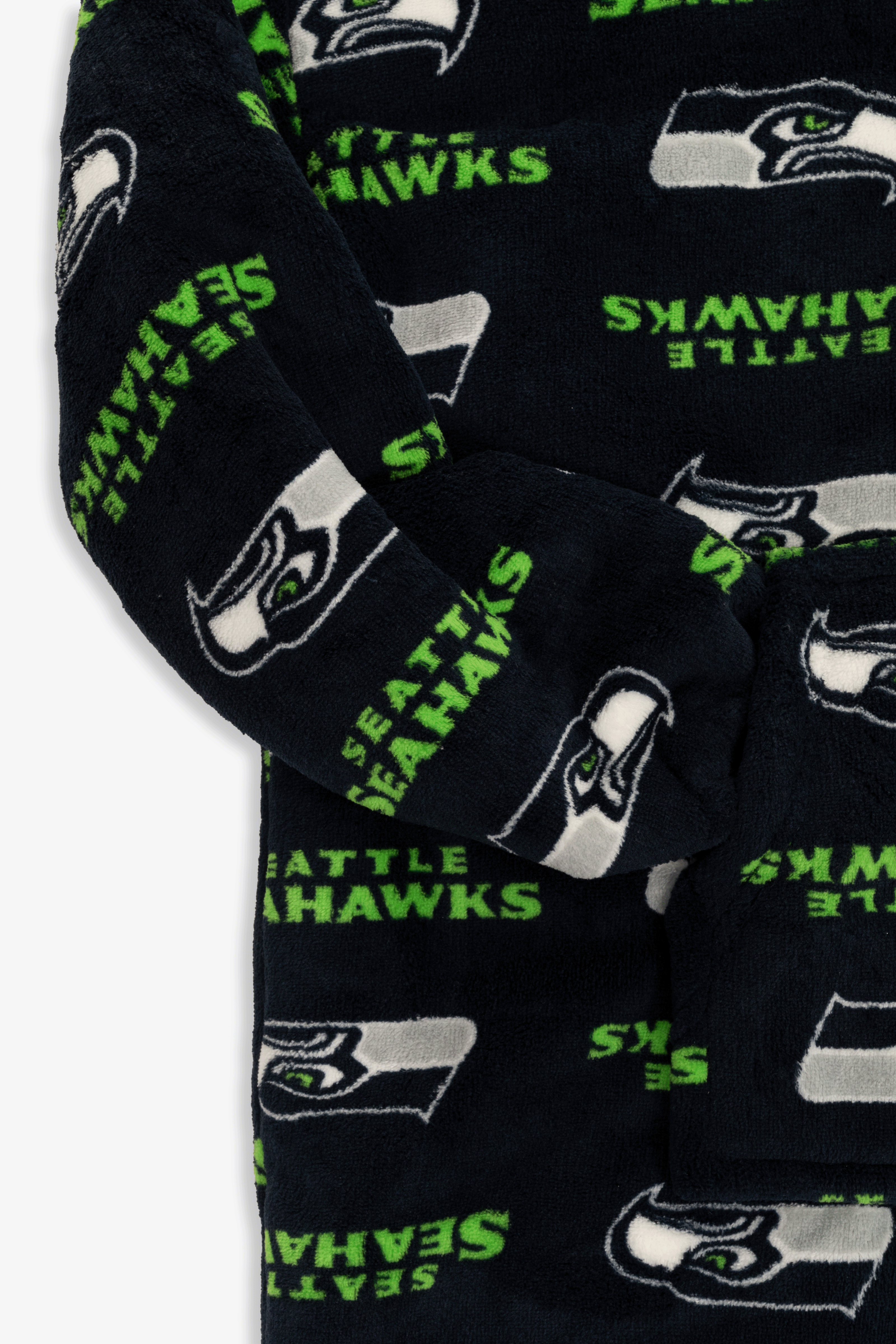 NFL Youth Seattle Seahawks Coral Fleece Blanket Hoodie, Oversized Kids Wearable Blanket, Sherpa Lined, S/M-M/L