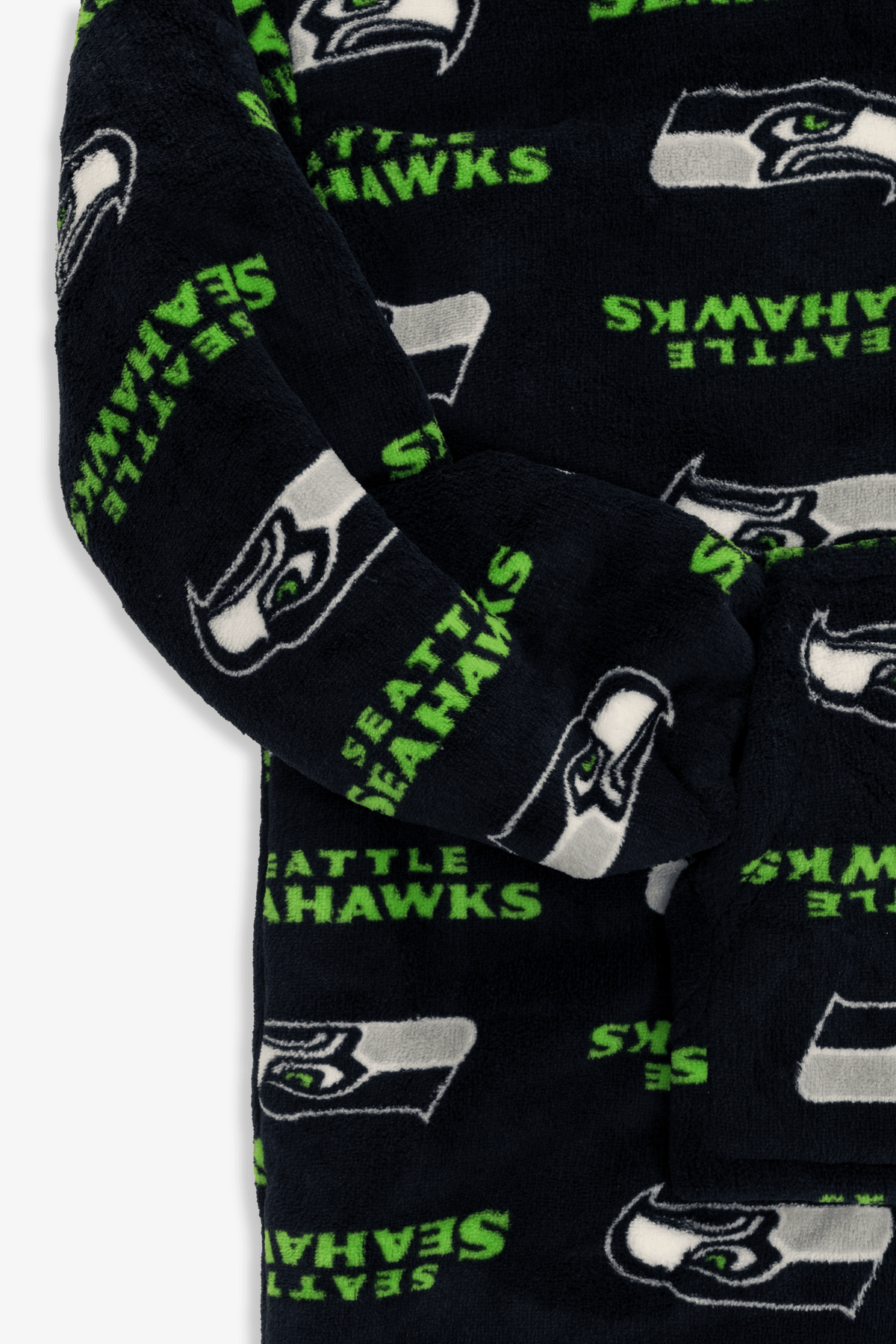 NFL Youth Seattle Seahawks Coral Fleece Blanket Hoodie, Oversized Kids Wearable Blanket, Sherpa Lined, S/M-M/L