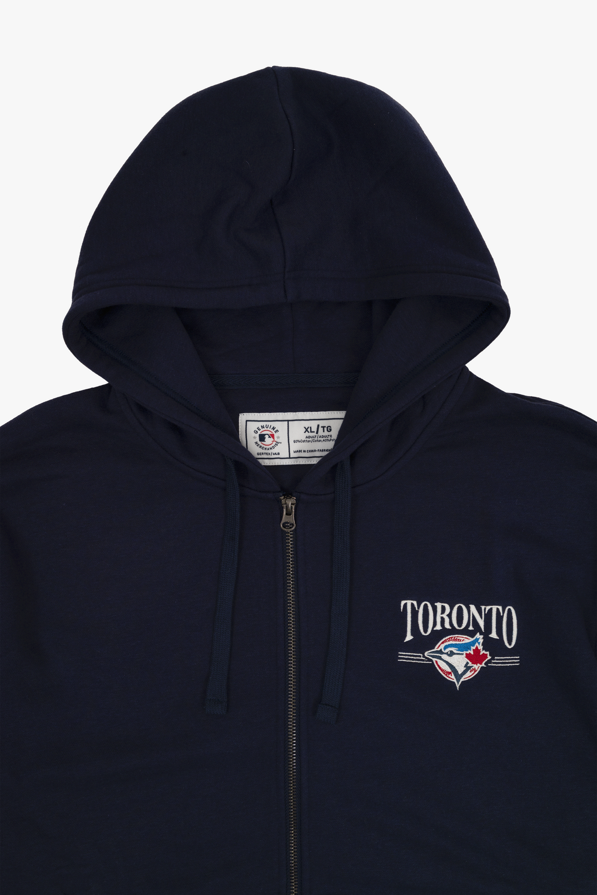 Toronto Blue Jays Full Zip Hoodie with Embroidered Toronto Wordmark, MLB Zip-Up Sweatshirt, SM-XXL