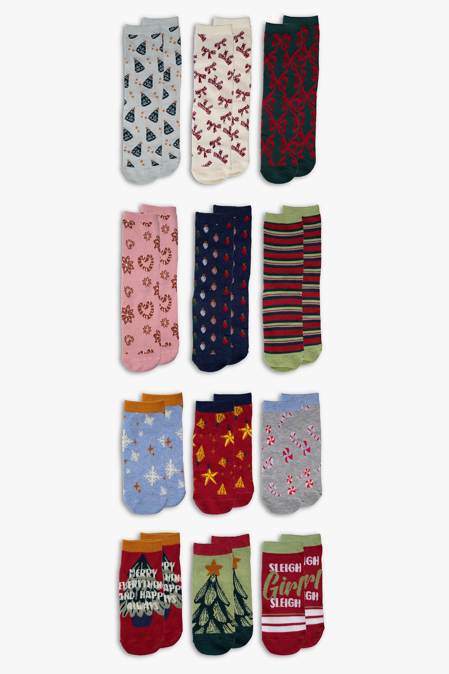 Ladies "12 Days of Socks" Holiday Gift Advent Calendar