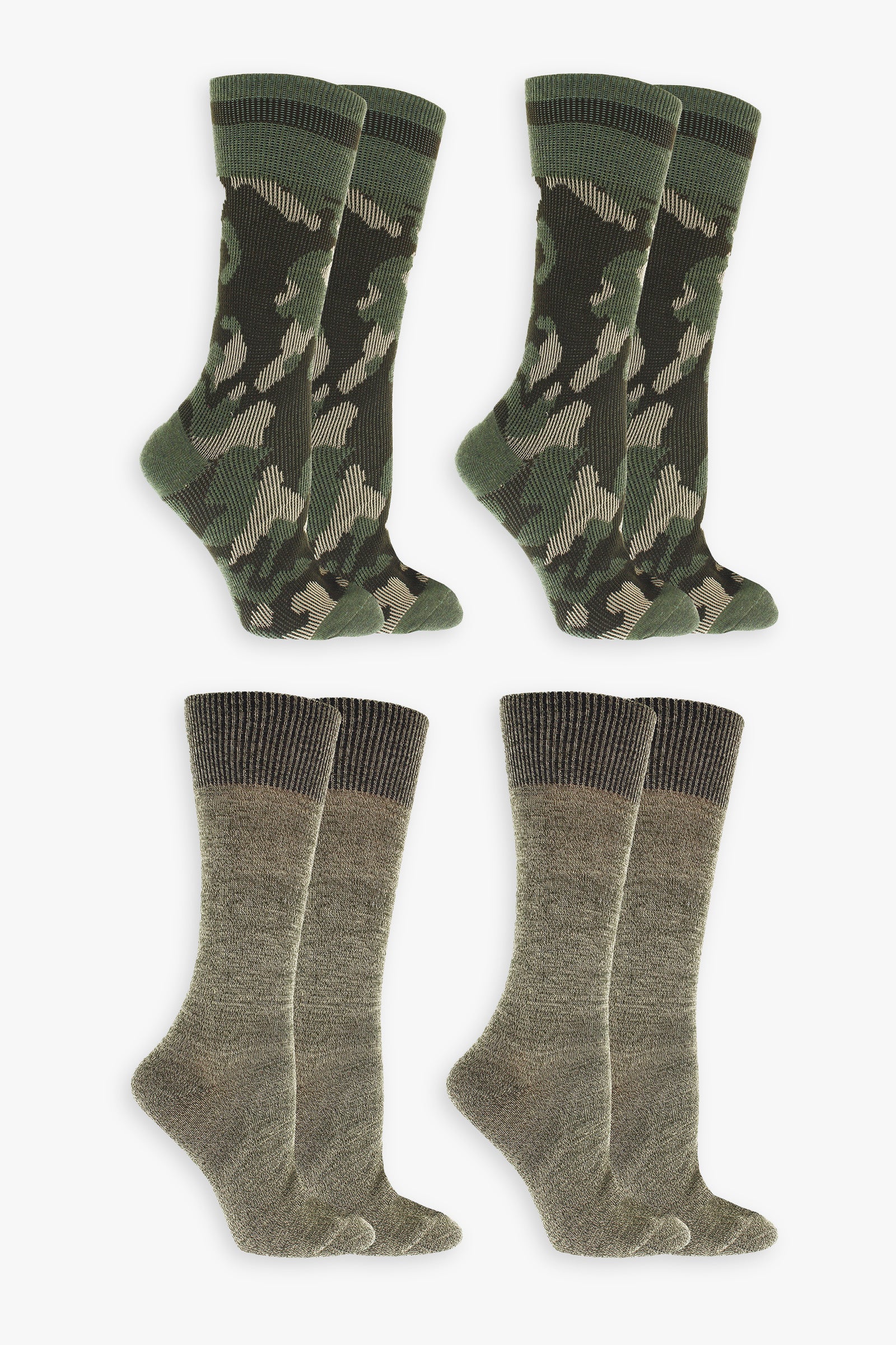 Ladies 2 Pack Camouflage Boot Socks