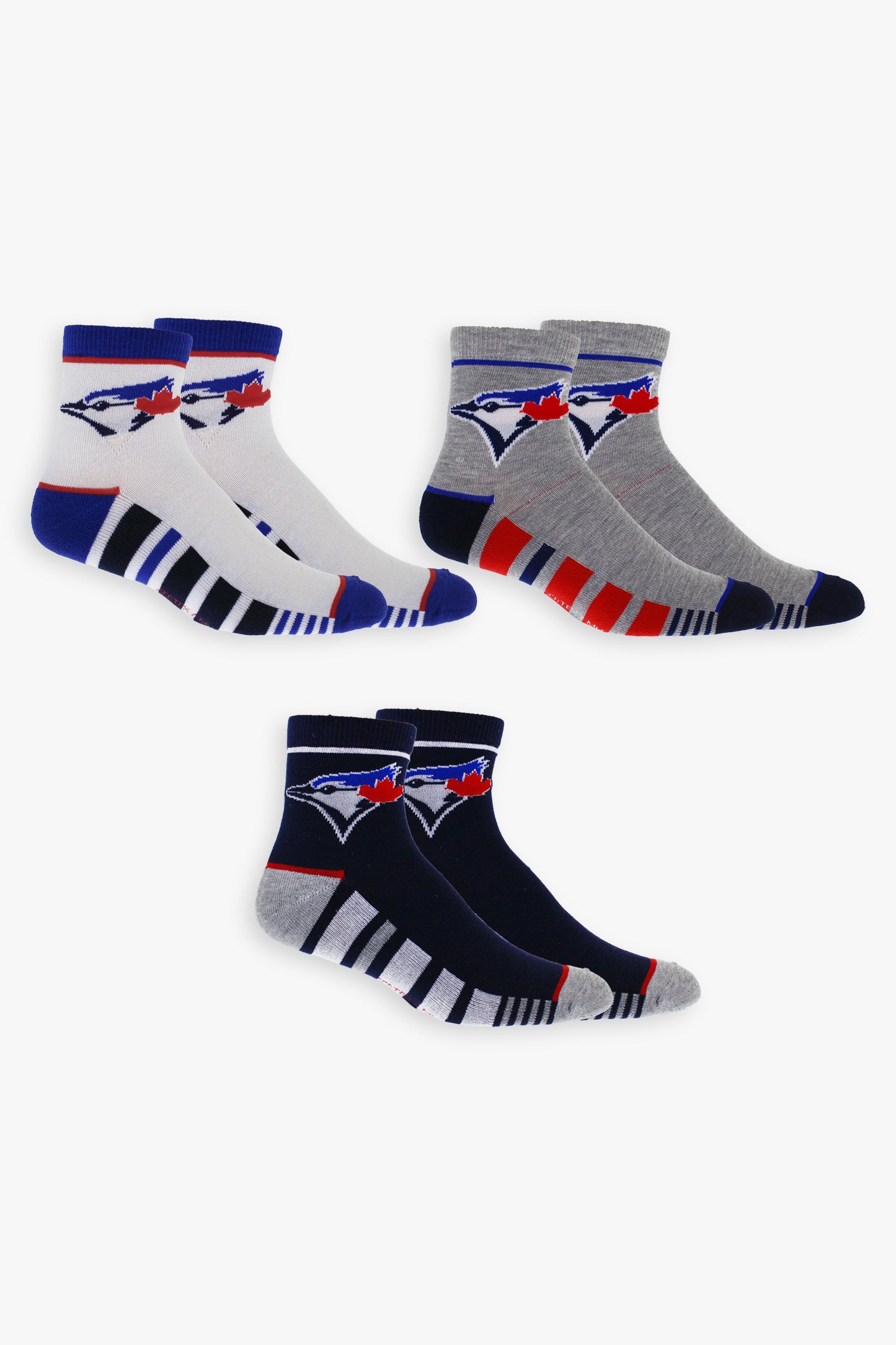 Toronto Blue Jays Men's 3-Pack Half Terry Quarter Socks