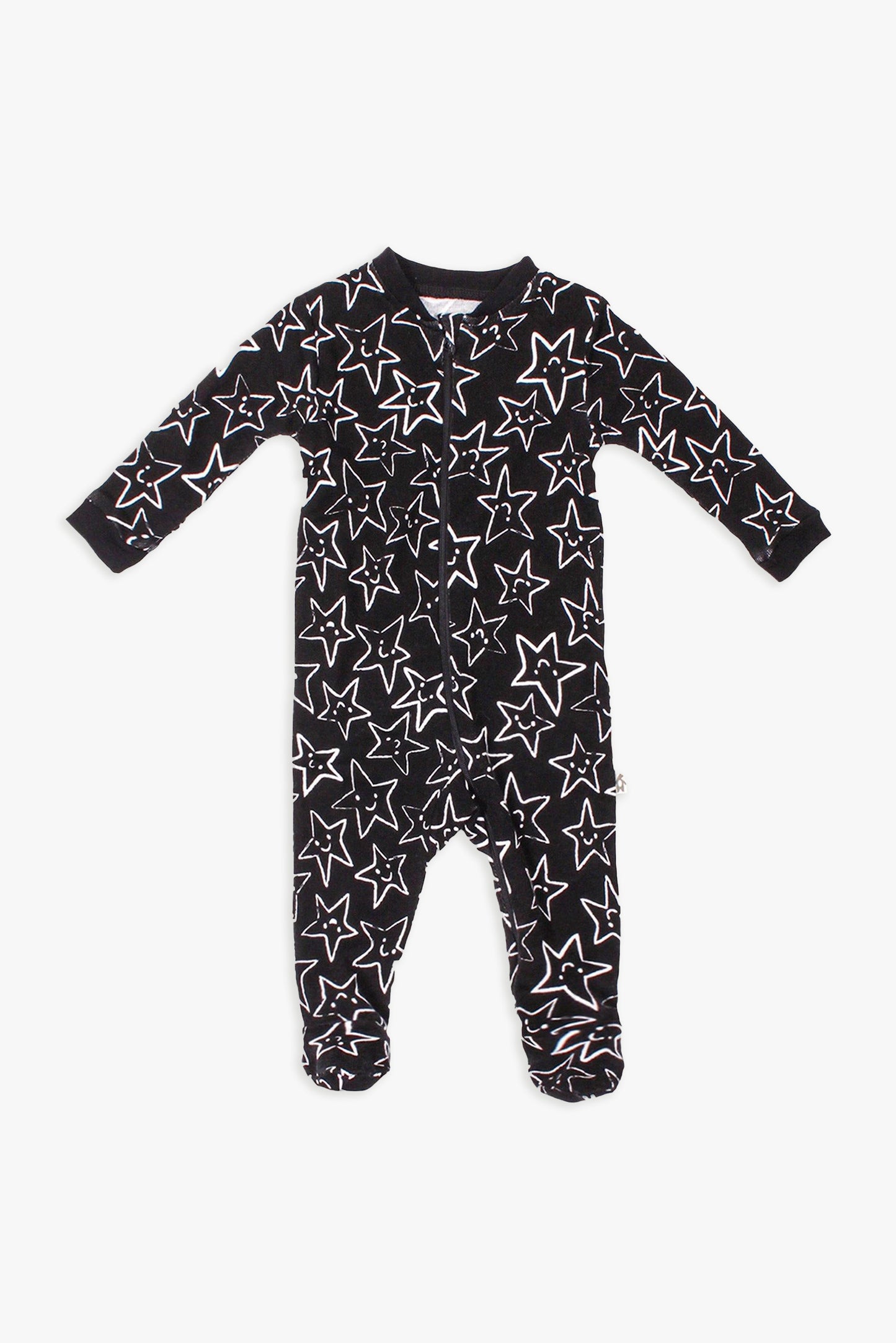 Snugabye Black & White Stars Footed Sleeper with Front Zip