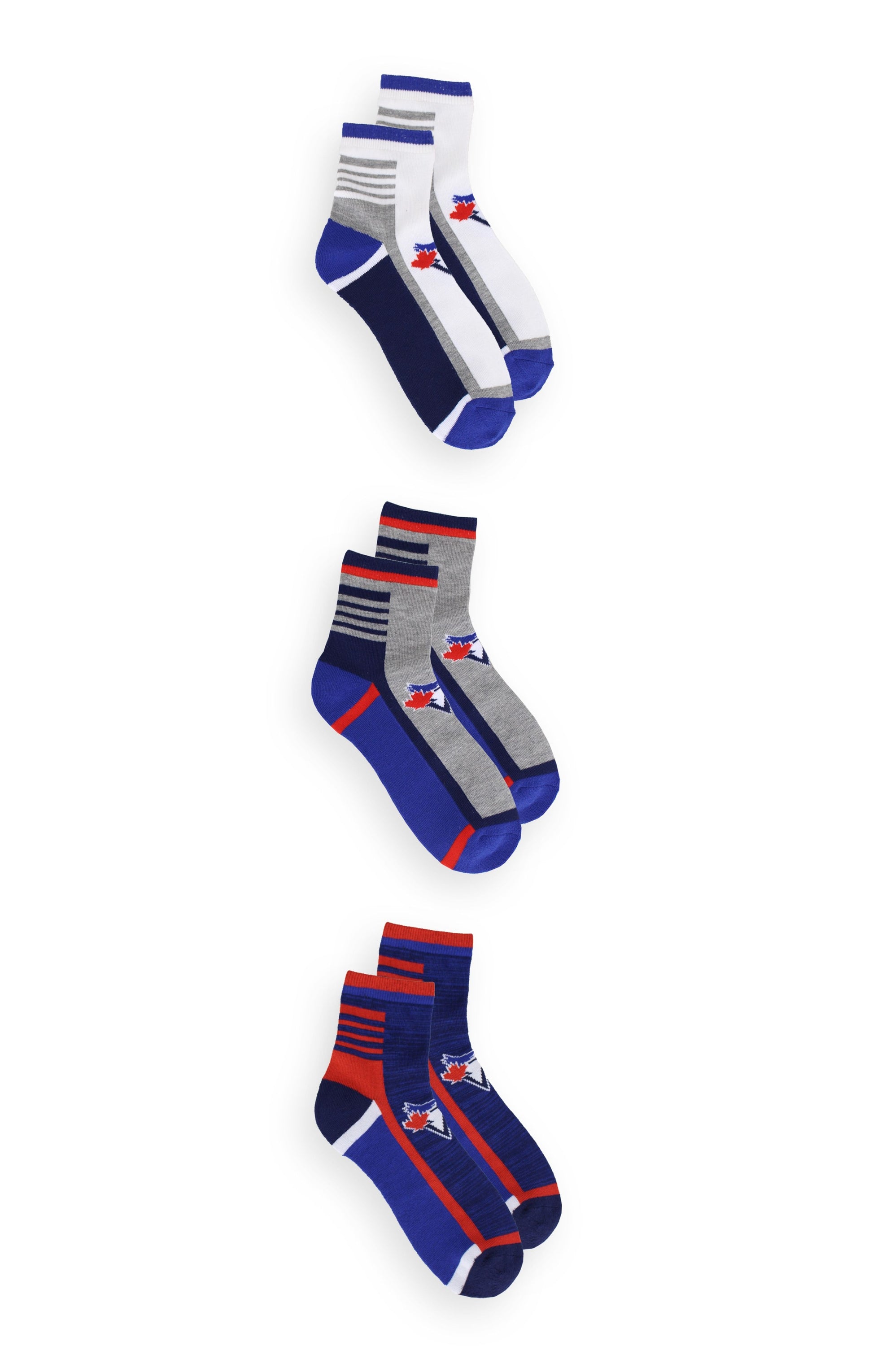 Gertex Toronto Blue Jays Men's 3-Pack Half Terry Quarter Socks
