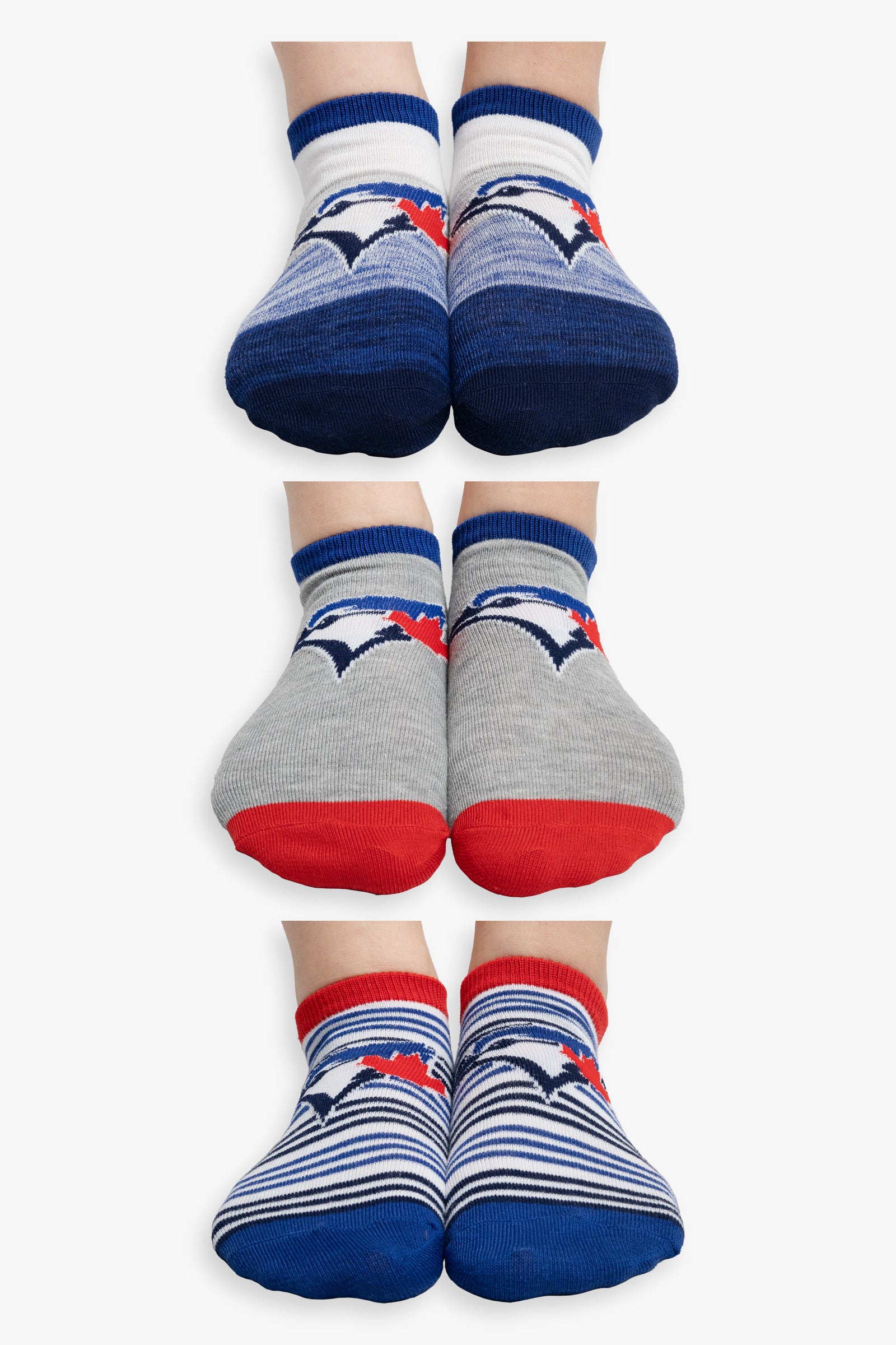 Gertex Ladies 3-Pack MLB Toronto Blue Jays Ankle Socks, Shoe Size 5-10