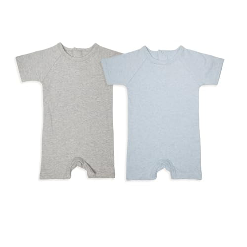 Gertex 100% Organic French Terry Cotton Baby Infant 2-Pack Short-Sleeve Romper Set |9 Months to 24 Months