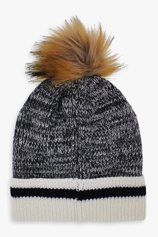 Adult Fleece Lined Toque With Faux Fur Pom