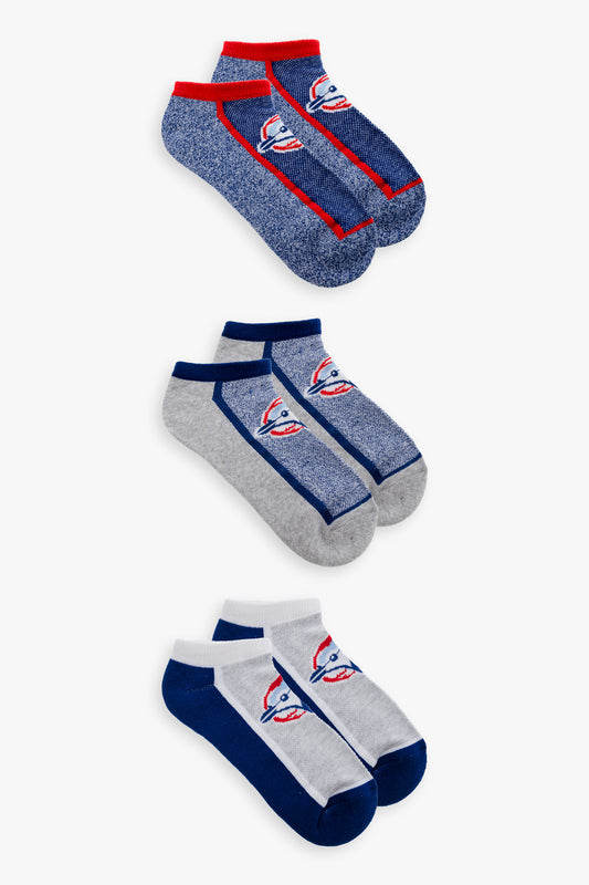 Gertex MLB Toronto Blue Jays Men's 3-Pack Cooperstown Collection No Show Ankle Socks