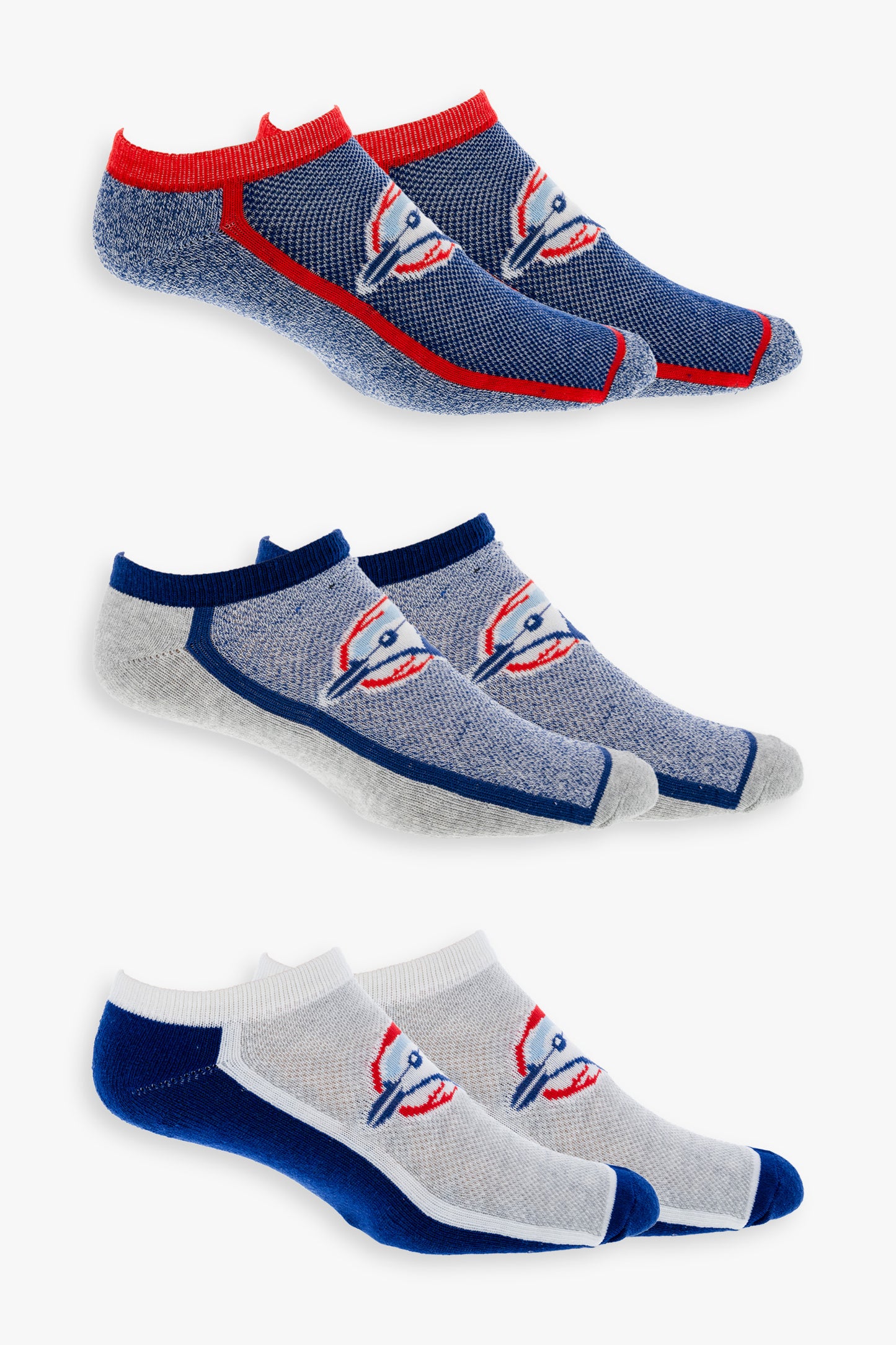 MLB Toronto Blue Jays Men's 3-Pack Cooperstown Collection No Show Ankle Socks