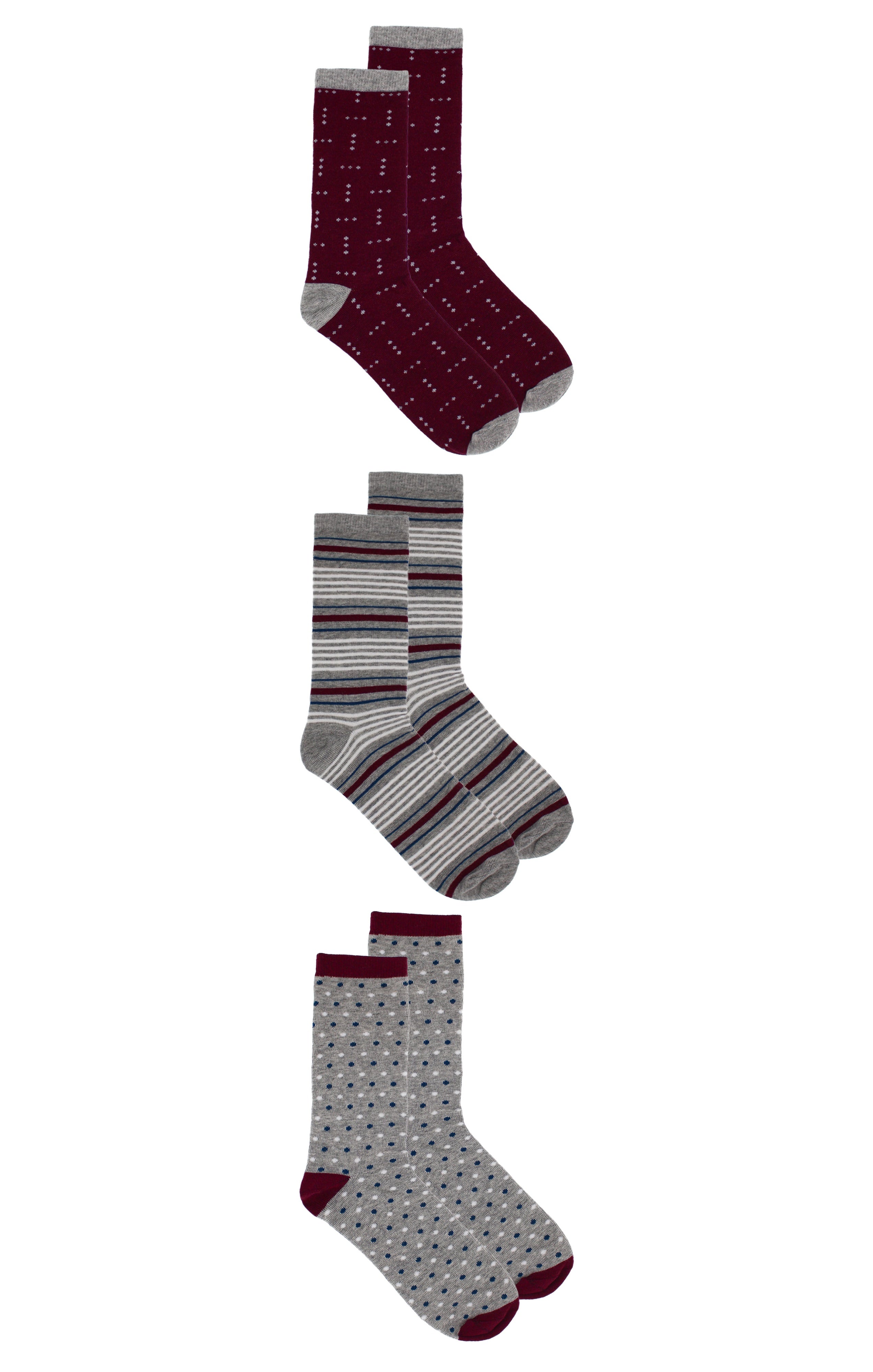 Men's 3-Pack Burgundy Dress Socks