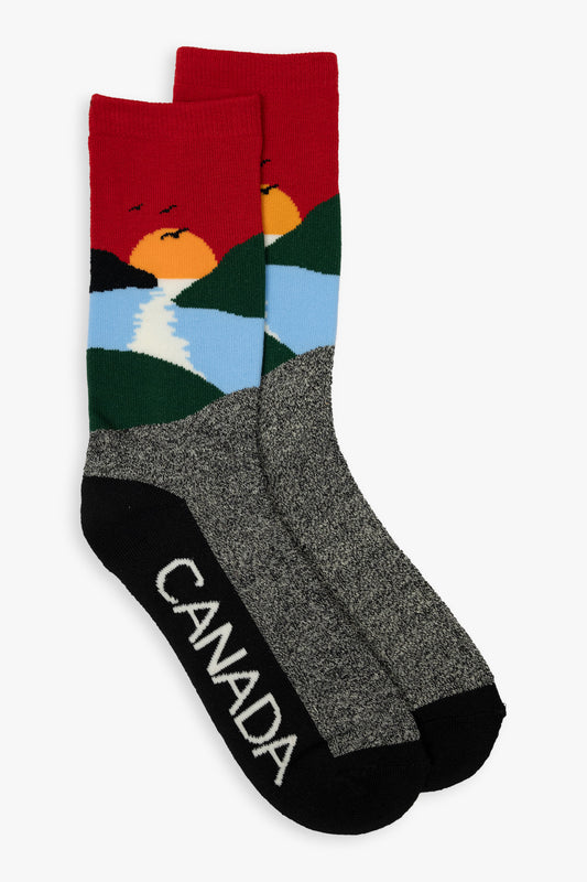 Canada Landscape Men's Full Terry Crew Socks