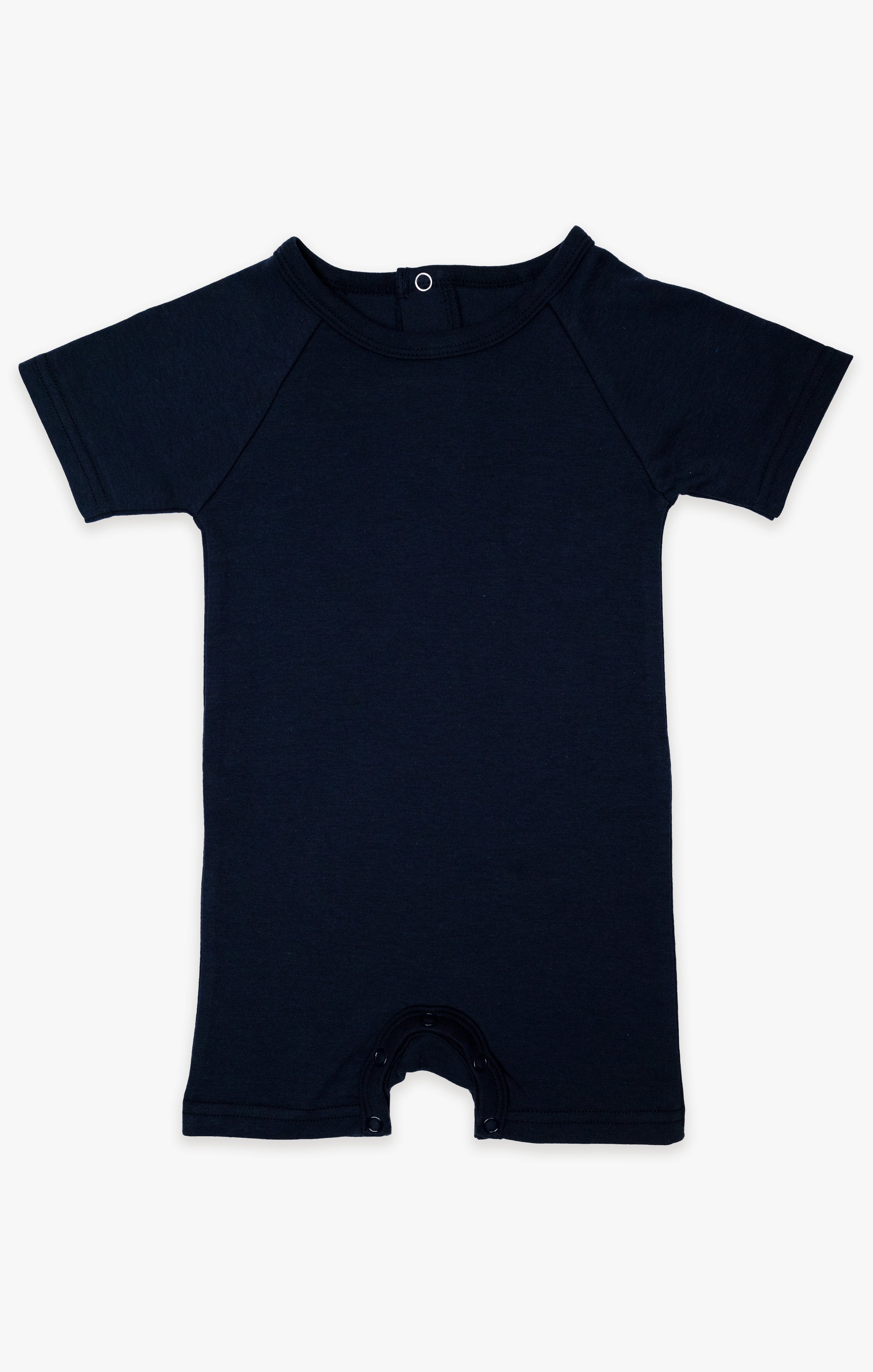 Navy Organic French Terry Cotton Baby Romper