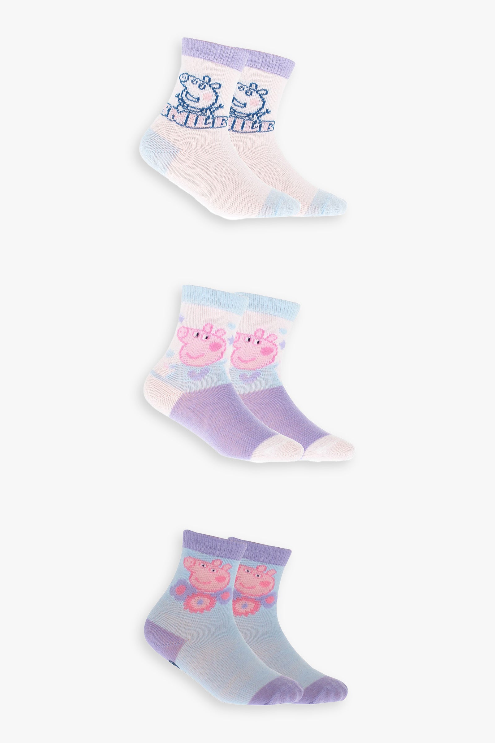 Gertex Peppa Pig 3 Pack Infant Crew Socks | 12-24 Months