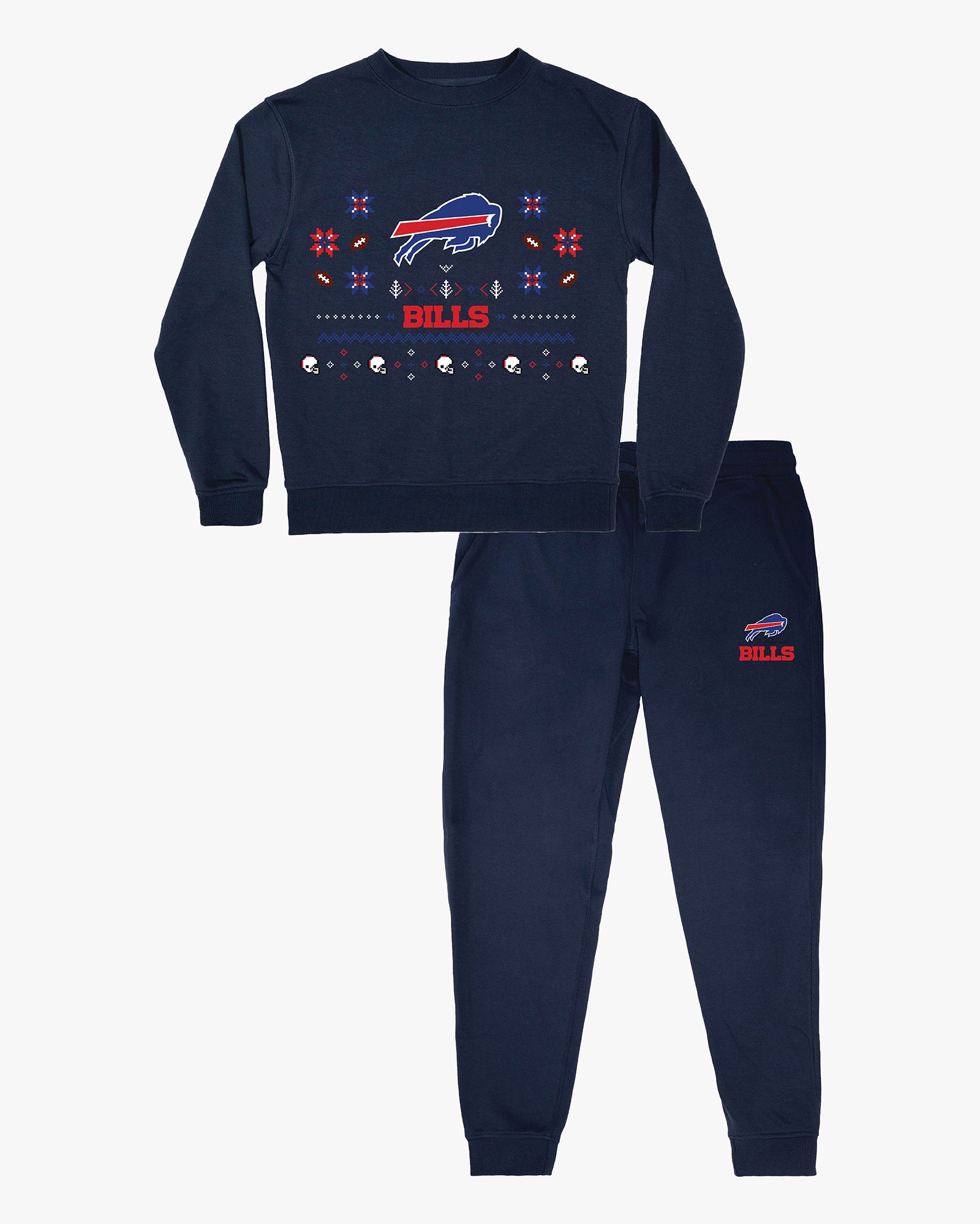 NFL Unisex Adult Ugly Holiday Lounge Set in Navy French Terry Cotton