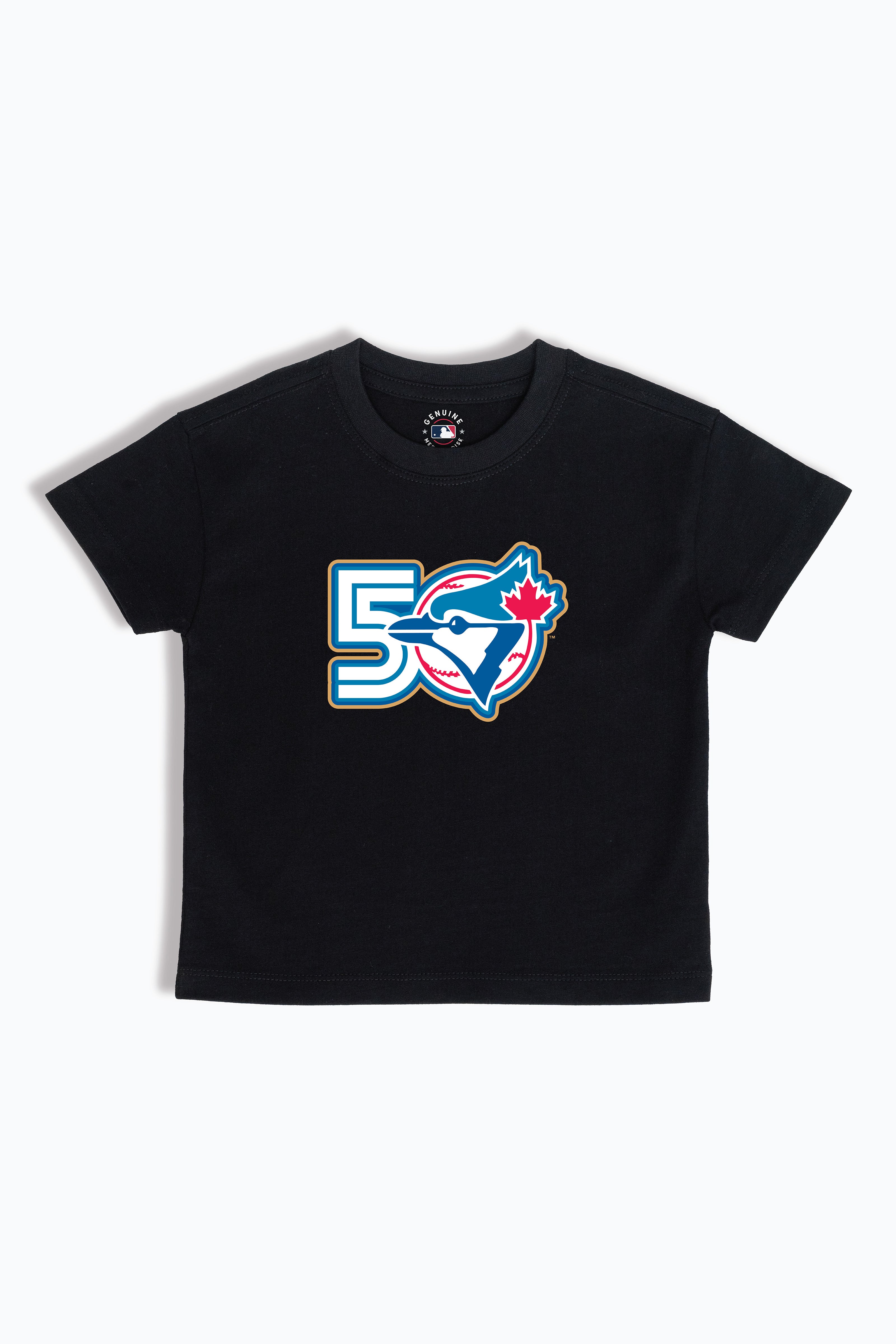 50th Anniversary Toronto Blue Jays Baby/Toddler T-Shirt, Soft Cloud Wash Combed Cotton, 6M-4T