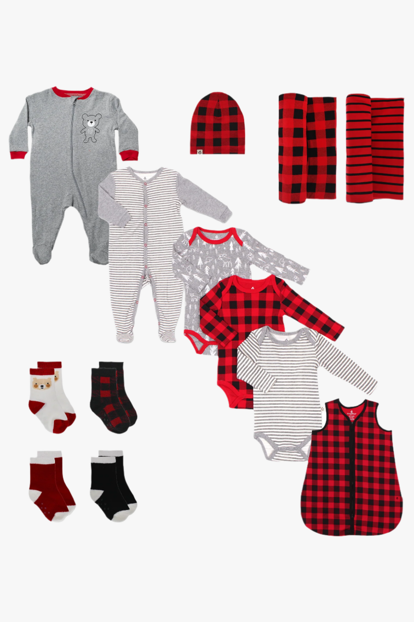 Baby Buffalo Plaid Bundled Gift Sets