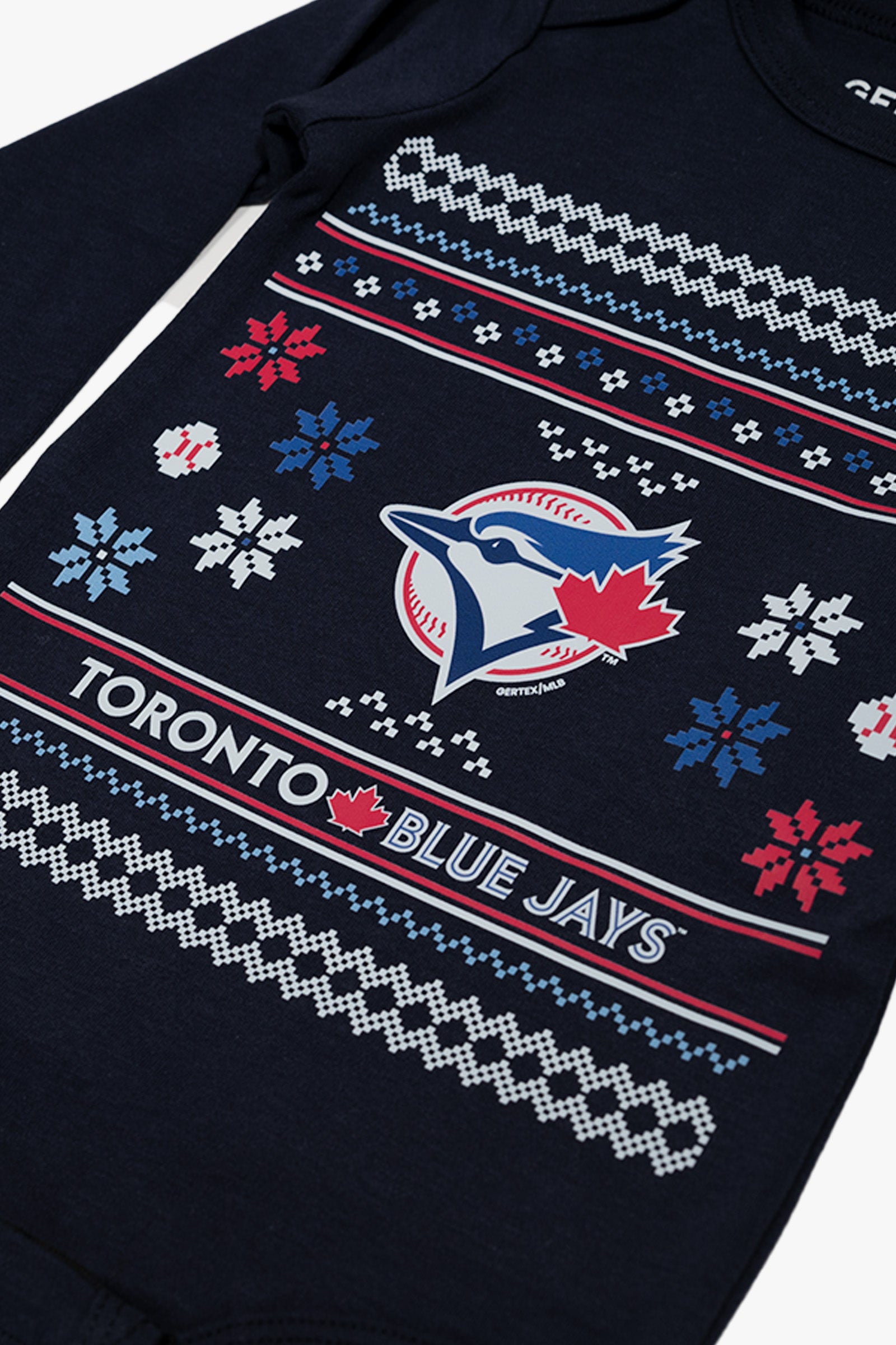 Gertex MLB Toronto Blue Jays Ugly Holiday 100% Organic Long Sleeve Baby Bodysuit