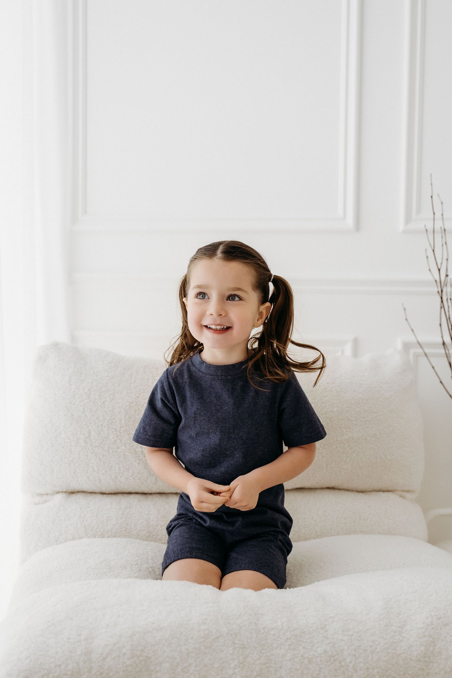 Kids Navy Lightweight Organic Cotton Adaptive, Anti-Strip, Back-Zip Romper