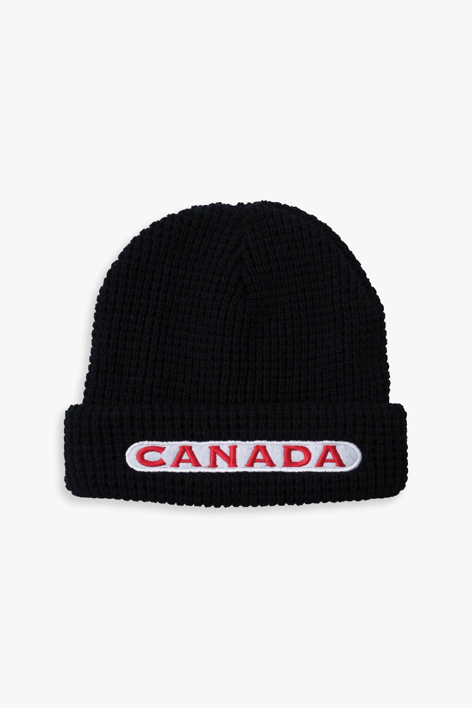 Hockey Canada Men's Black Waffle Knit Beanie with Embroidered Logo
