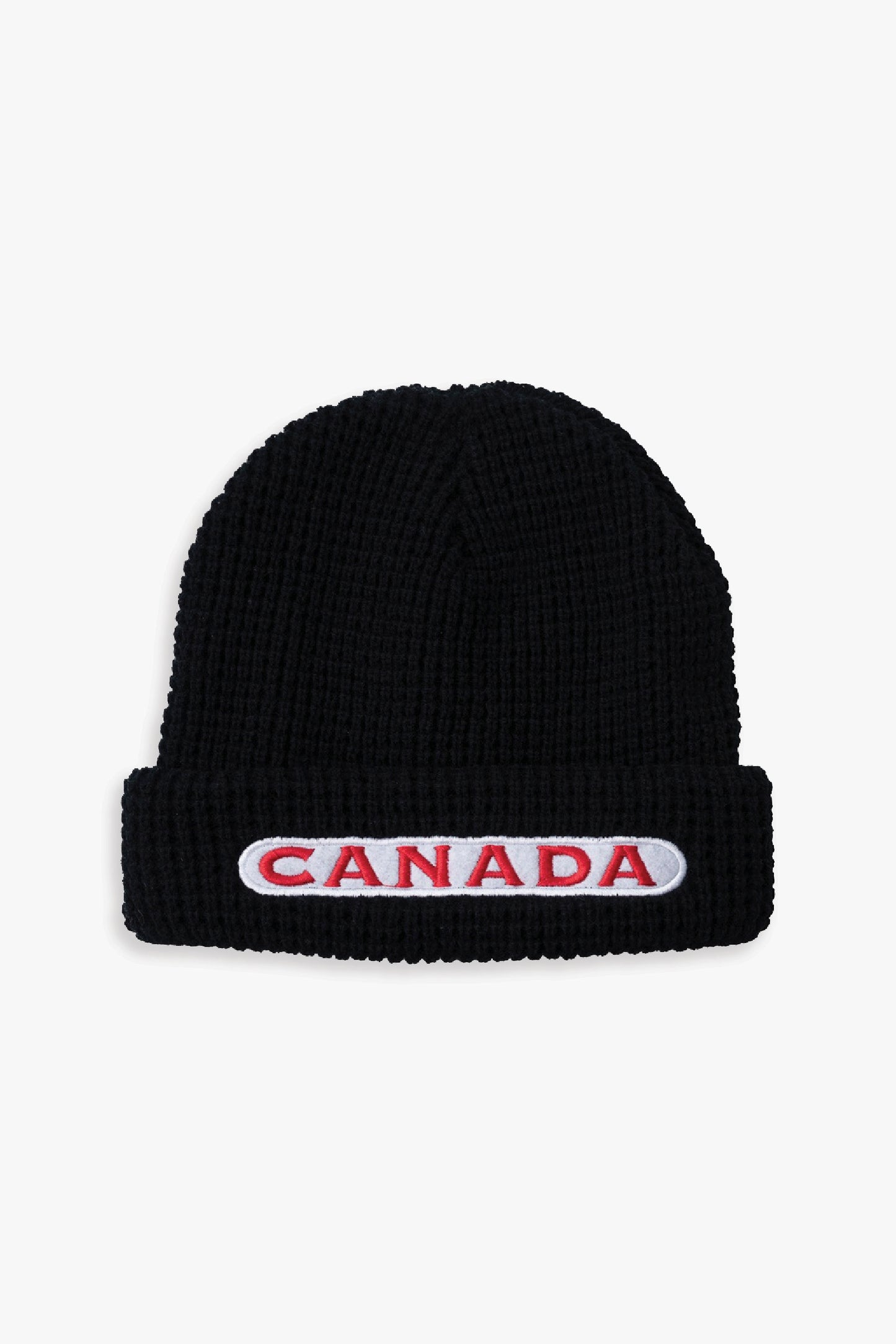 Hockey Canada Men's Black Waffle Knit Beanie with Embroidered Logo