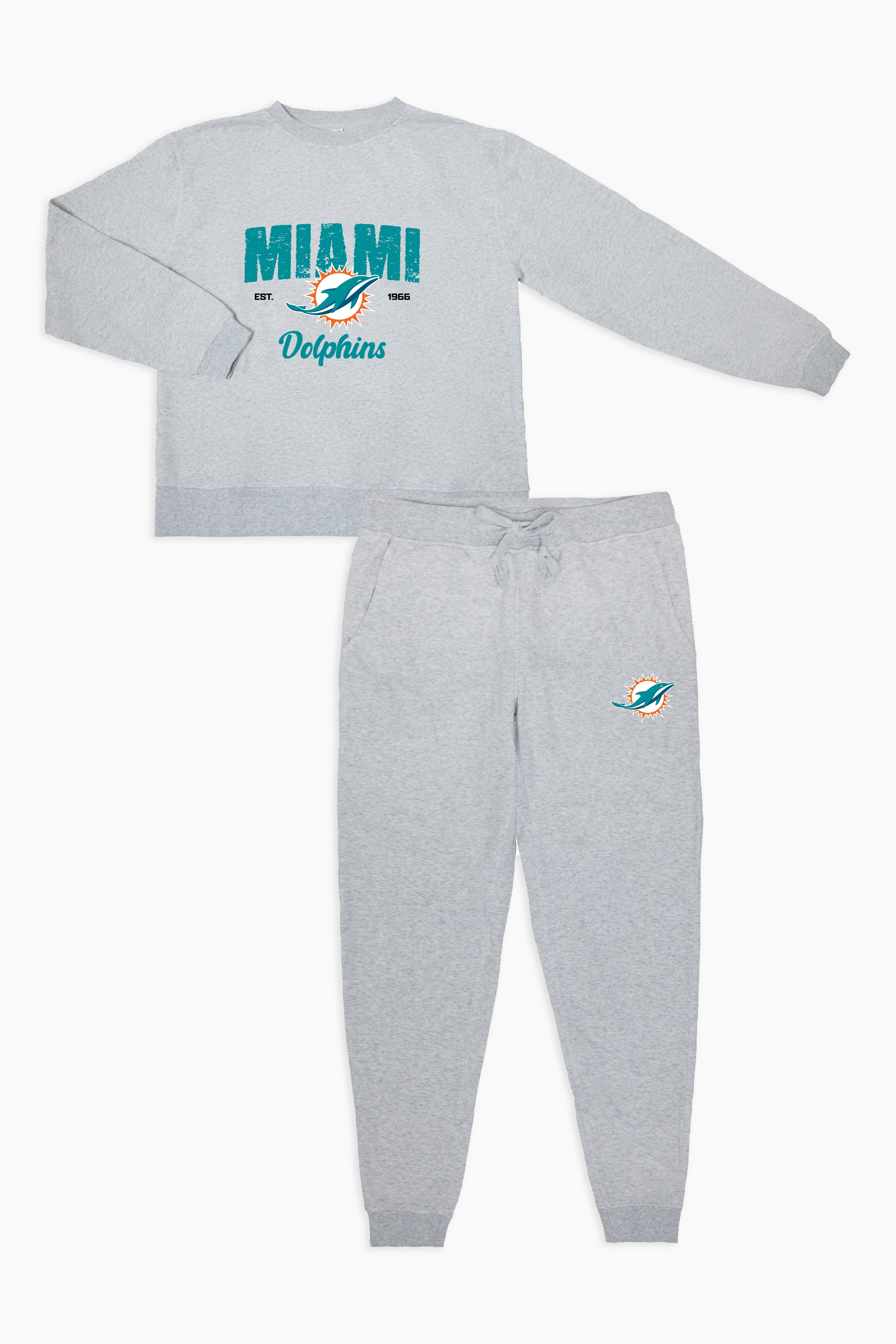 NFL Miami Dolphins Grey French Terry PJ Lounge Set