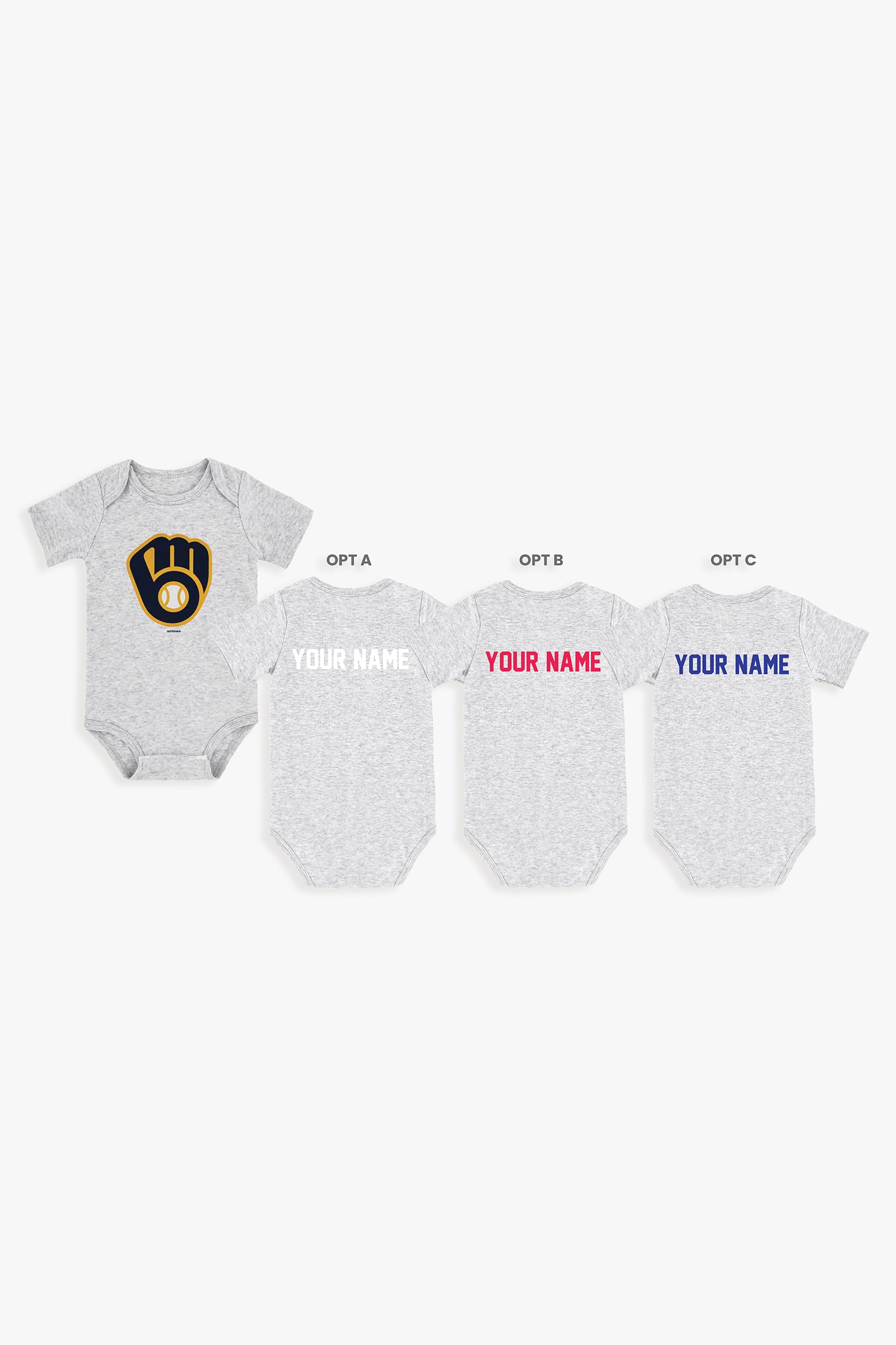 Gertex Customizable MLB Baby Onesie Bodysuit in Grey (0-3 Months)