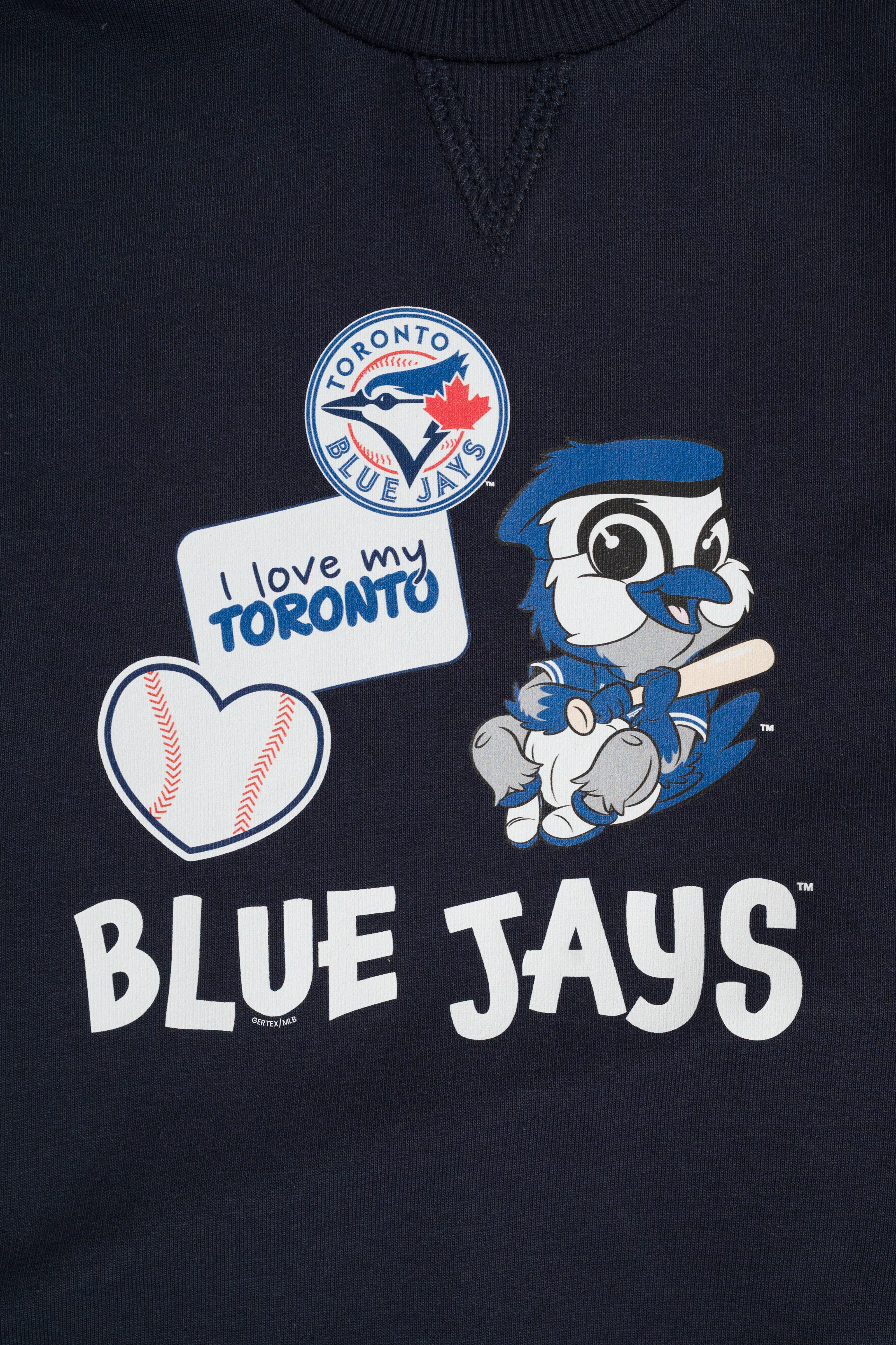 MLB Infant Toddler Toronto Blue Jays Baby Ace Navy Organic Cotton French Terry Crewneck and Pant Outfit Set