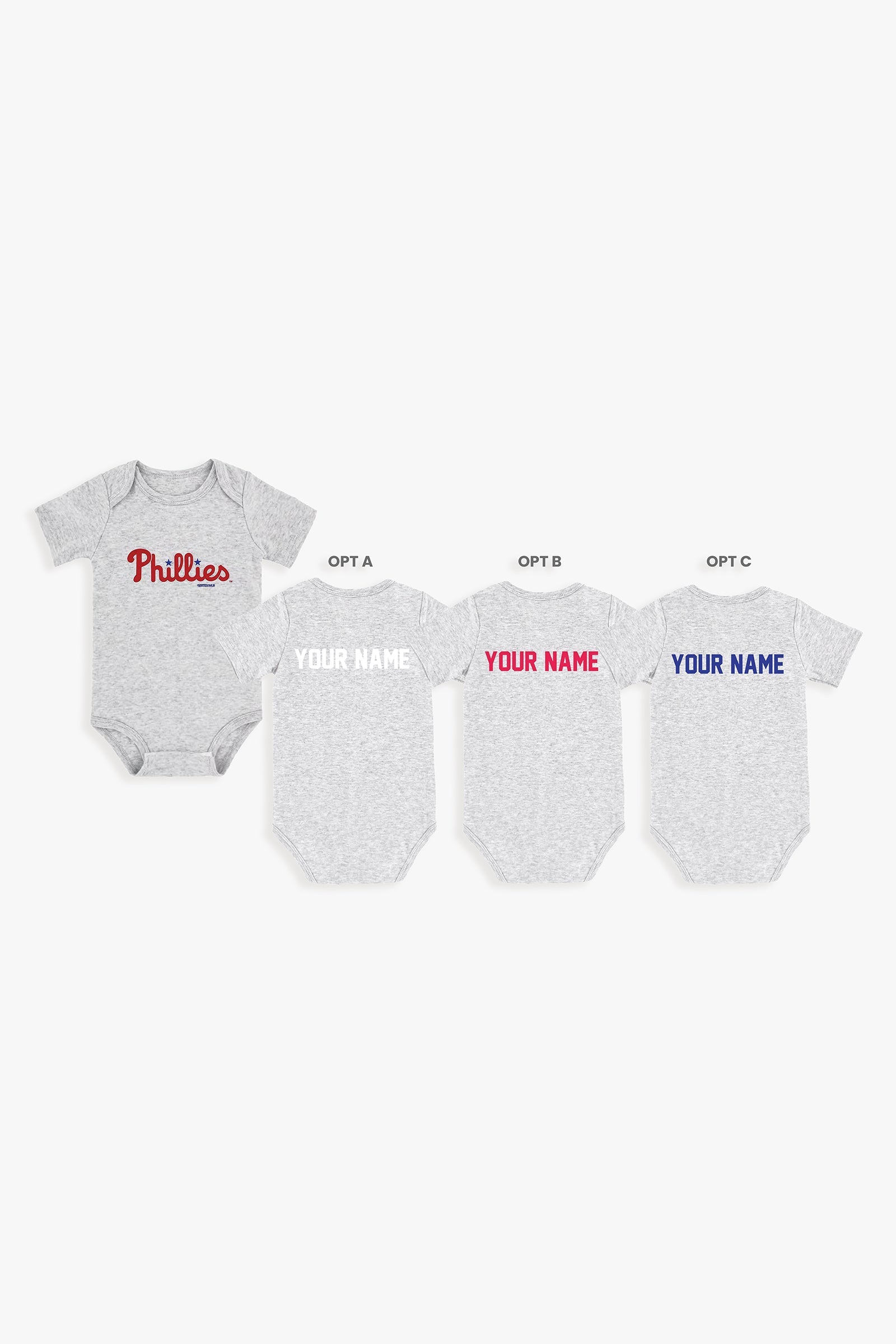 Gertex Customizable MLB Baby Onesie Bodysuit in Grey (12-18 Months)