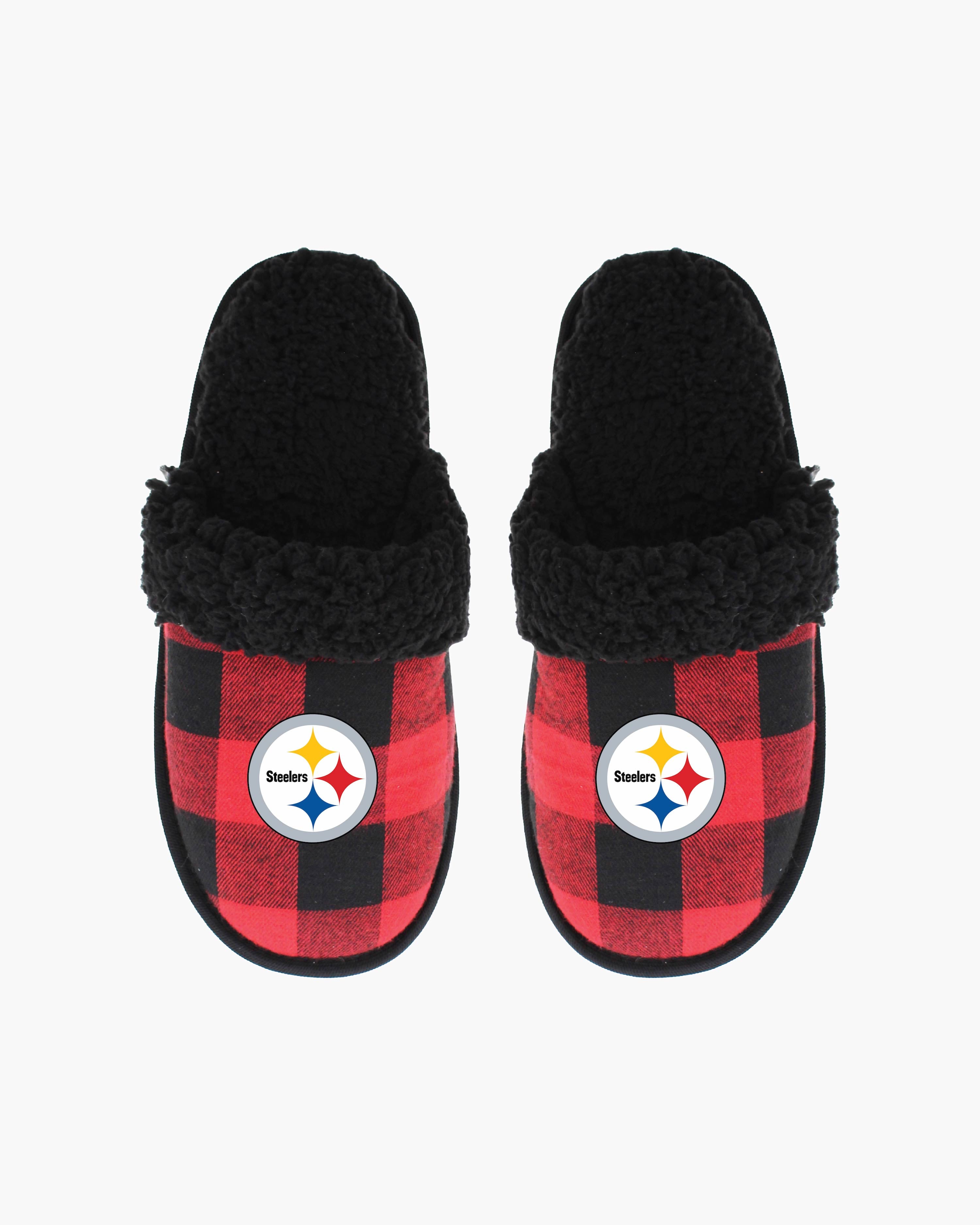 Women's NFL Sherpa Lined Buffalo Plaid Slippers